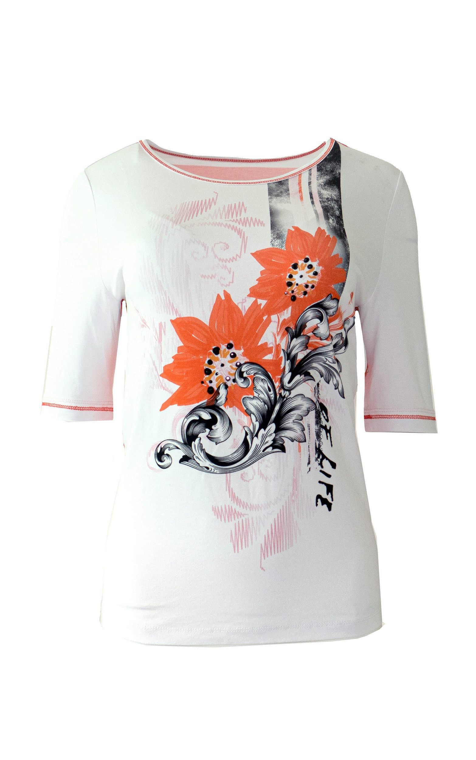 Print-Shirt mit Blumenprint und Nieten Details