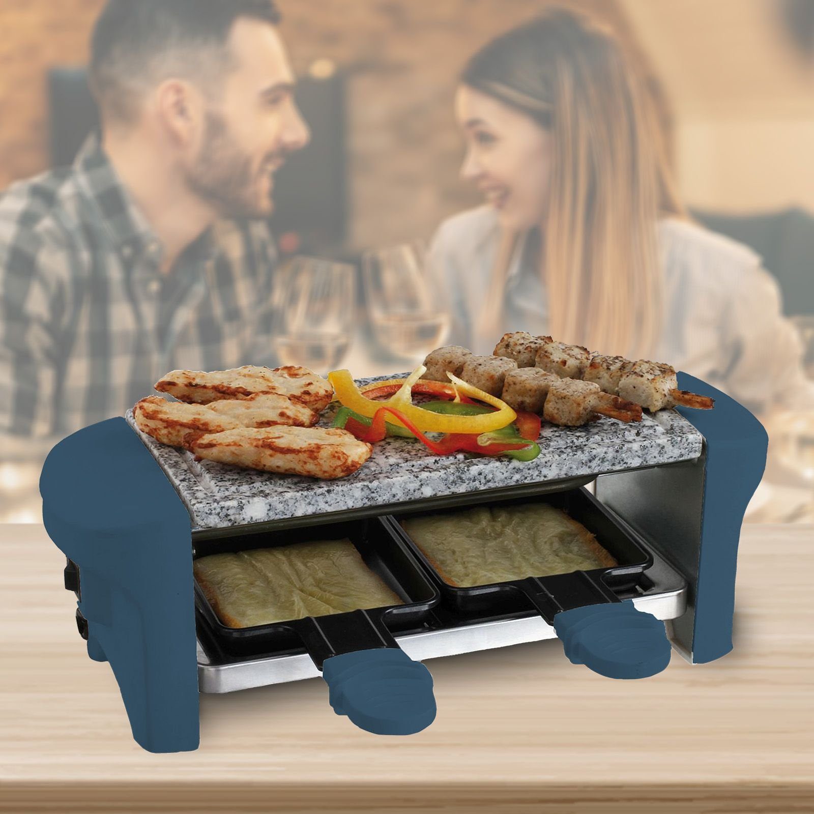 Personen Inklusive Elektrogrill Ein-/Ausschalter, Raclette Raclettepfännchen, Naturgrillstein 350,00 W, 2 2 2 Tischgrill Heißer Stein, bmf-versand Pfännchen, Raclette