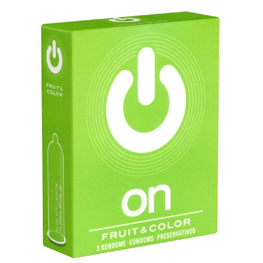 ON Condoms Kondome Fruit & Color Packung mit, 3 St., aromatische Kondome zum Genießen