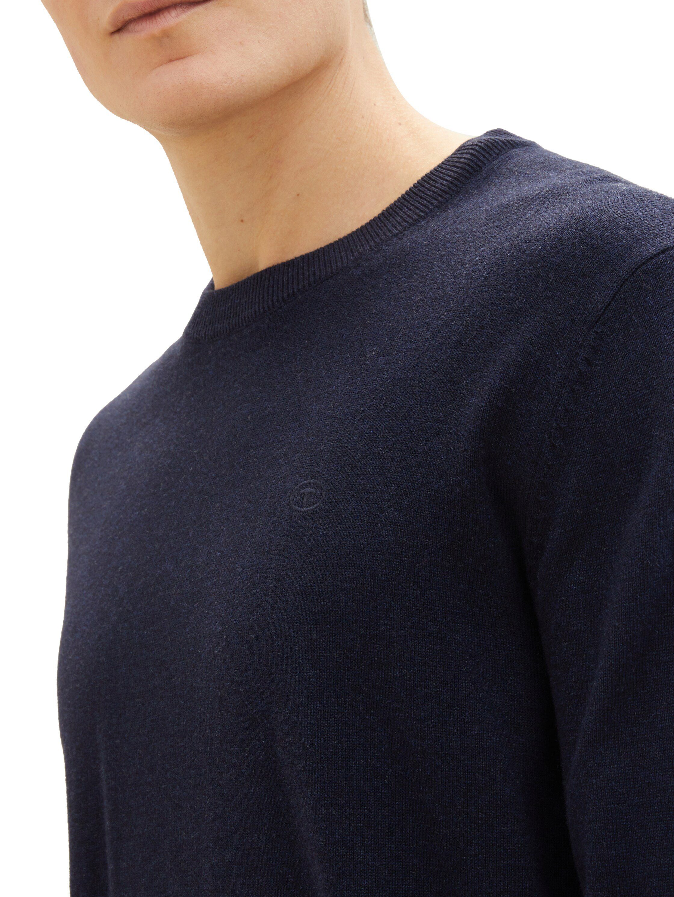 TOM TAILOR Rundhalspullover mit Logostickerei
