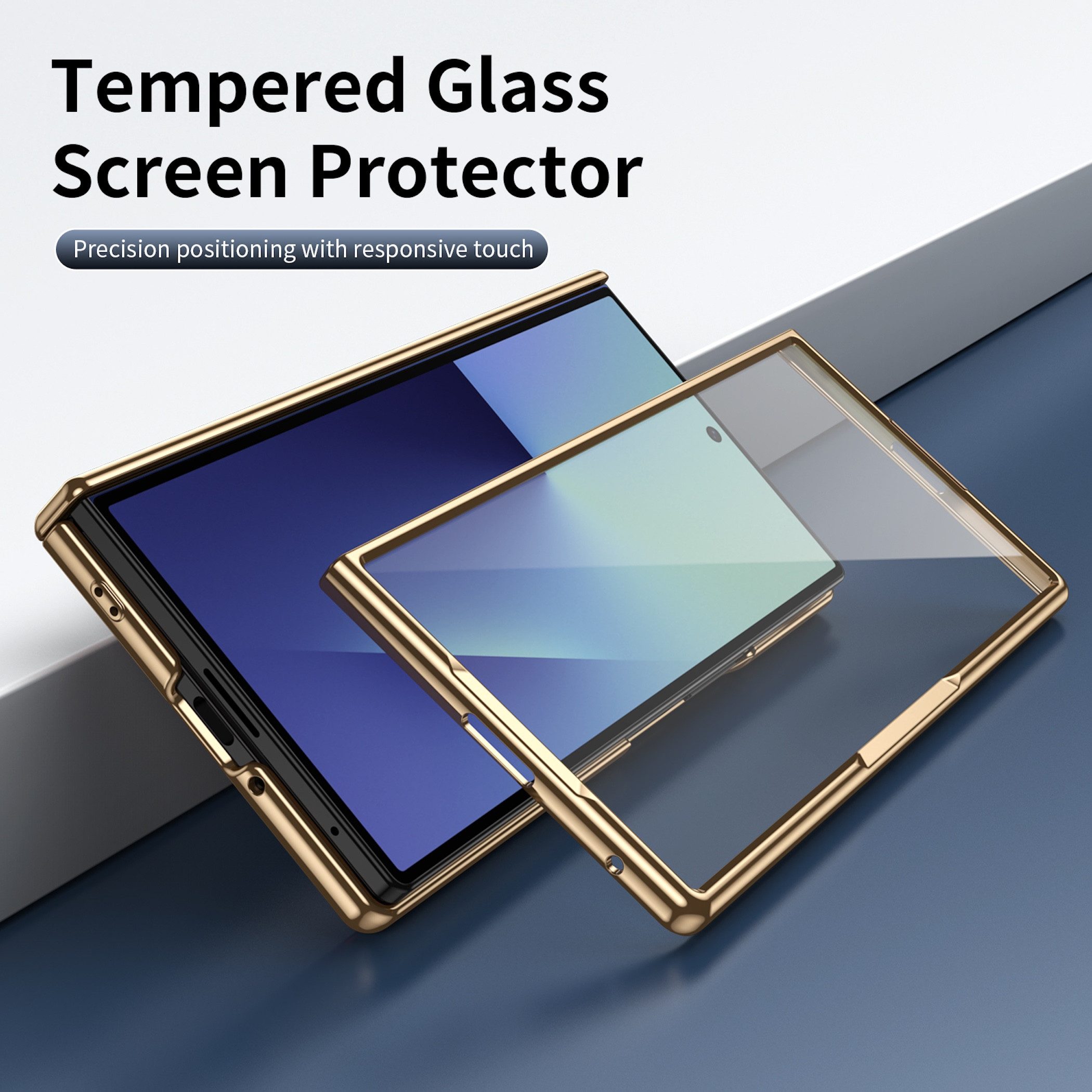 Wigento Handyhülle Klapphülle + H9 Display Glas Samsung Galaxy Z Fold8 Ultra 5G Blau 8,00 Zoll und 6,50 Zoll, Kamera Lisen Schutz – Bild 4 von 5