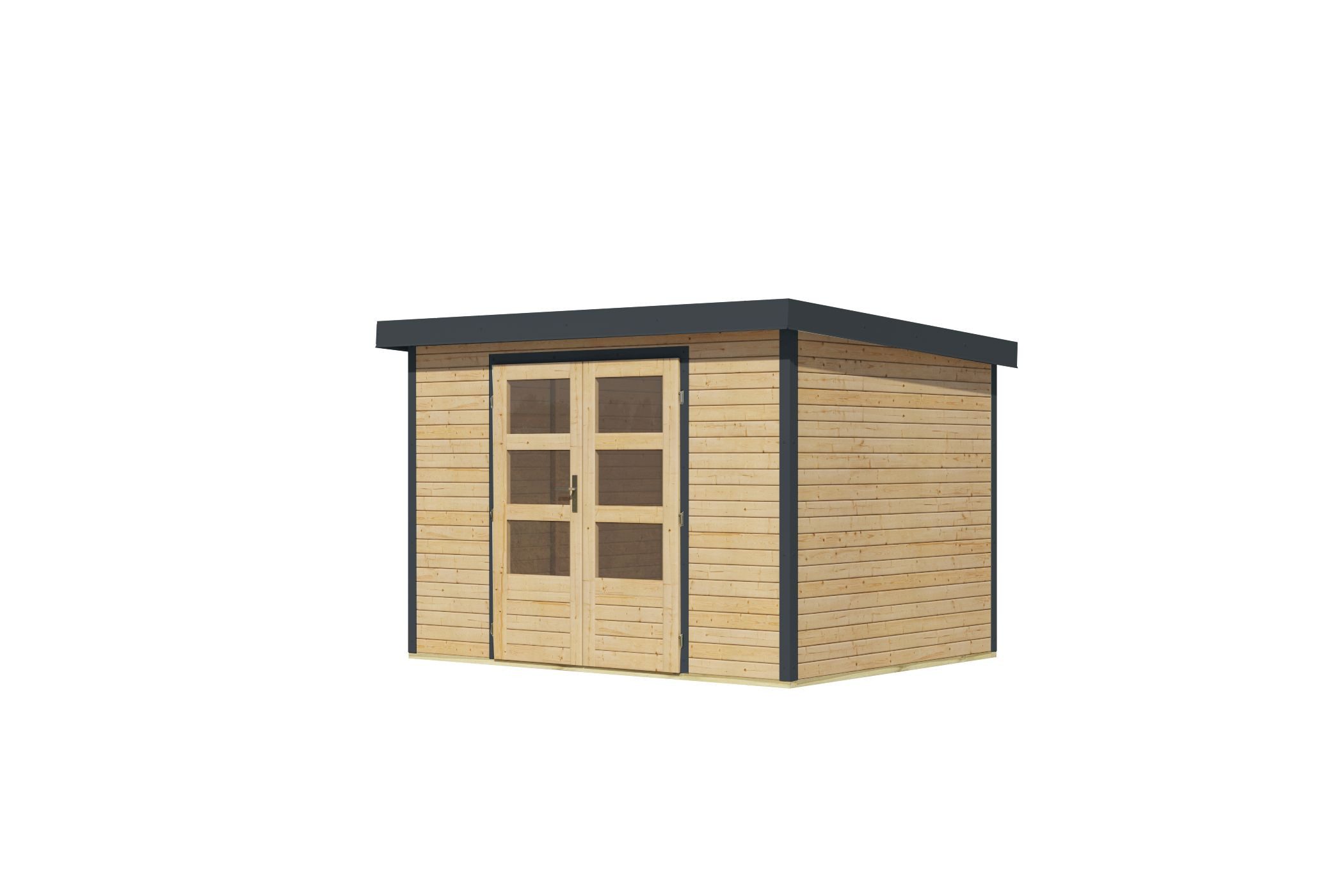 Karibu Gartenhaus Gartenhaus Hollywood in versch. Größen und Farben, opt. mit Anbaudach, BxT: 298x213 cm, (1 Stück, Gartenhaus Hollywood XXL, naturbelassen), Größe XXL, naturbelassen