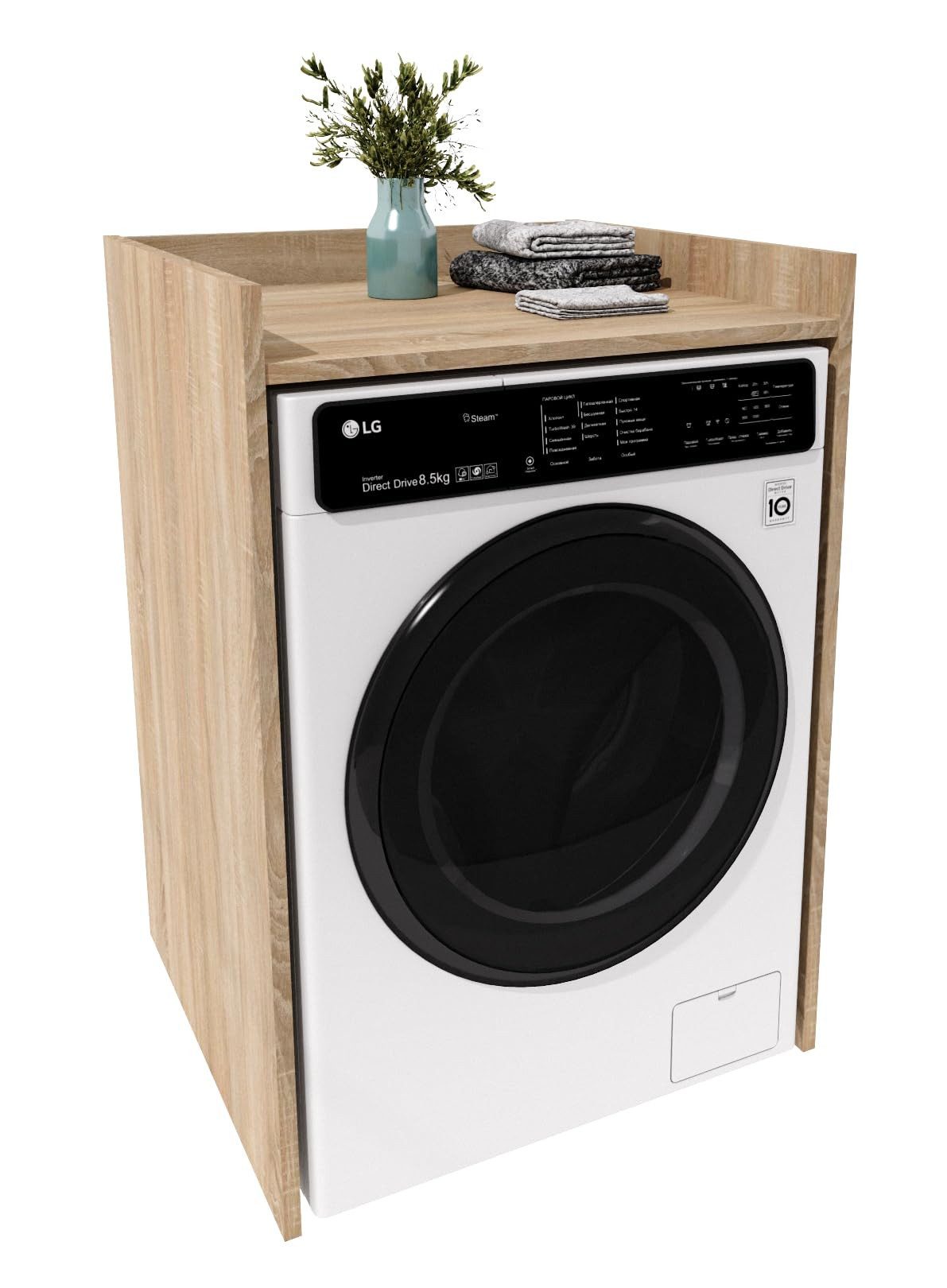 TREND WERK Waschmaschinenumbauschrank für Waschmaschine in Tiefenvarianten: 48 cm und 62 cm (Badschrank Umbauschrank für Waschmaschine & Trockner) Platzsparende Waschmaschinenverkleidung mit Stauraum
