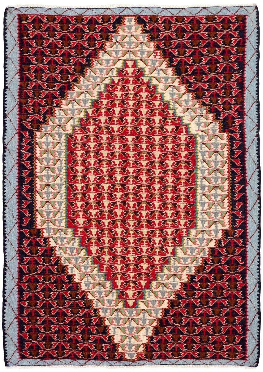 Orientteppich Kelim Senneh 81x107 Handgeknüpfter Orientteppich / Perserteppich, Nain Trading, rechteckig, Höhe: 4 mm
