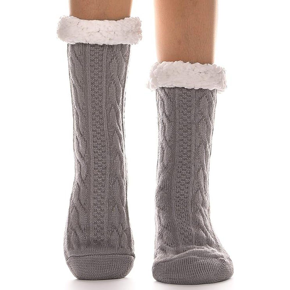 Juoungle Thermosocken Kuschelsocken Thermosocken Dicke Grau Weihnachtssocken Socken