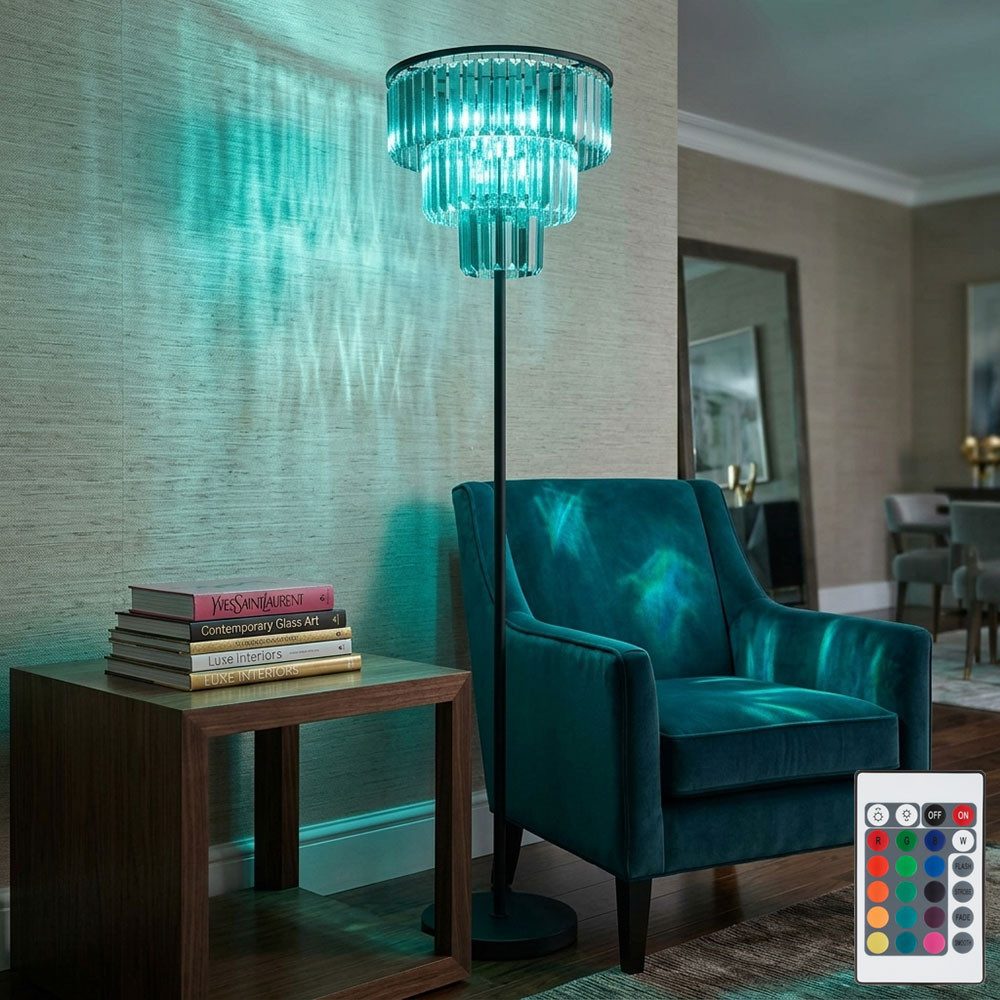 GLOBO LIGHTING LED Stehlampe, Leuchtmittel inklusive, Warmweiß, Farbwechsel, Stehleuchte Standleuchte Wohnzimmerleuchte Stehlampe Glaskristalle