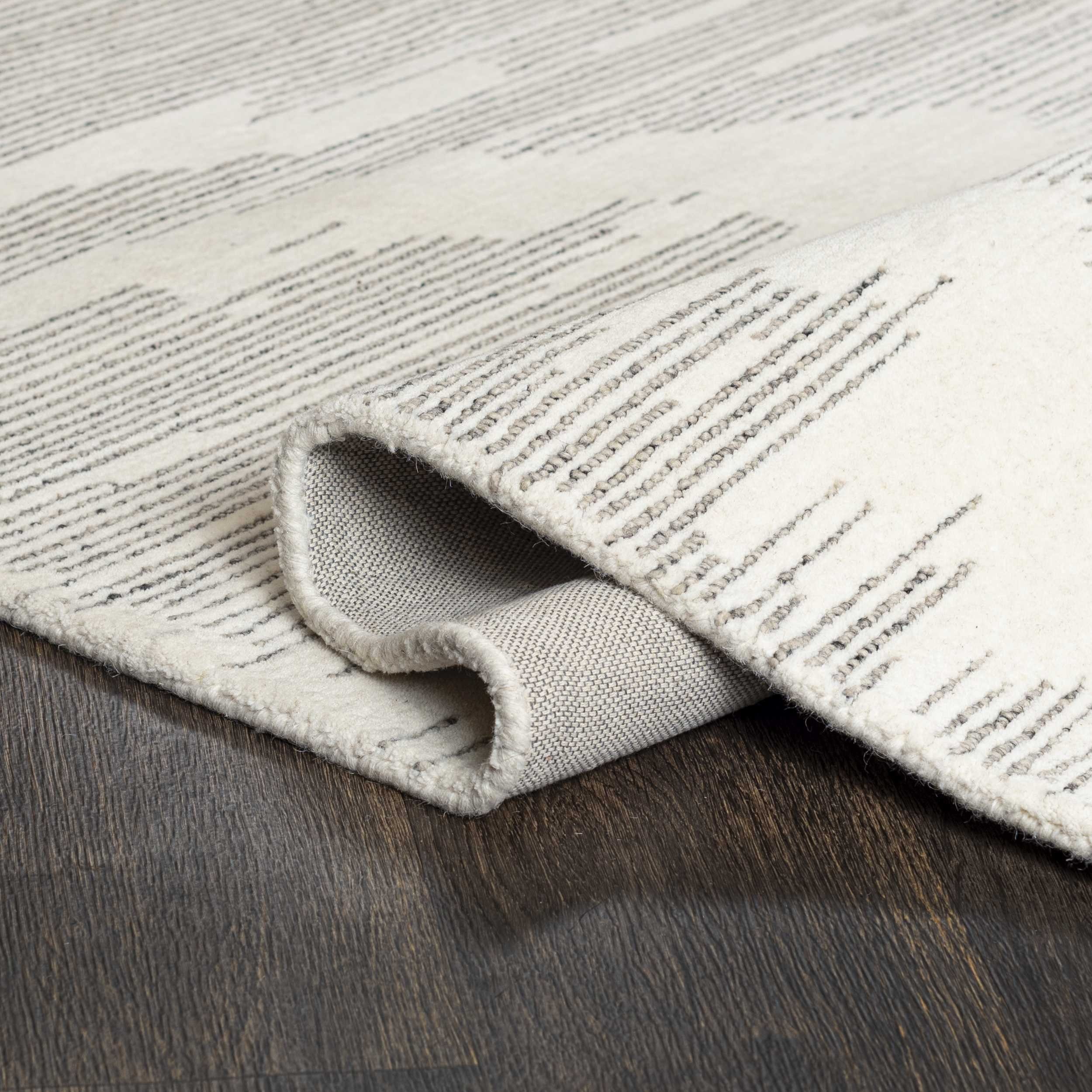 Mazovia, Naturprodukt Wollteppich Japandi, Designteppich 80 cm x Handwebteppich Wolle, 150