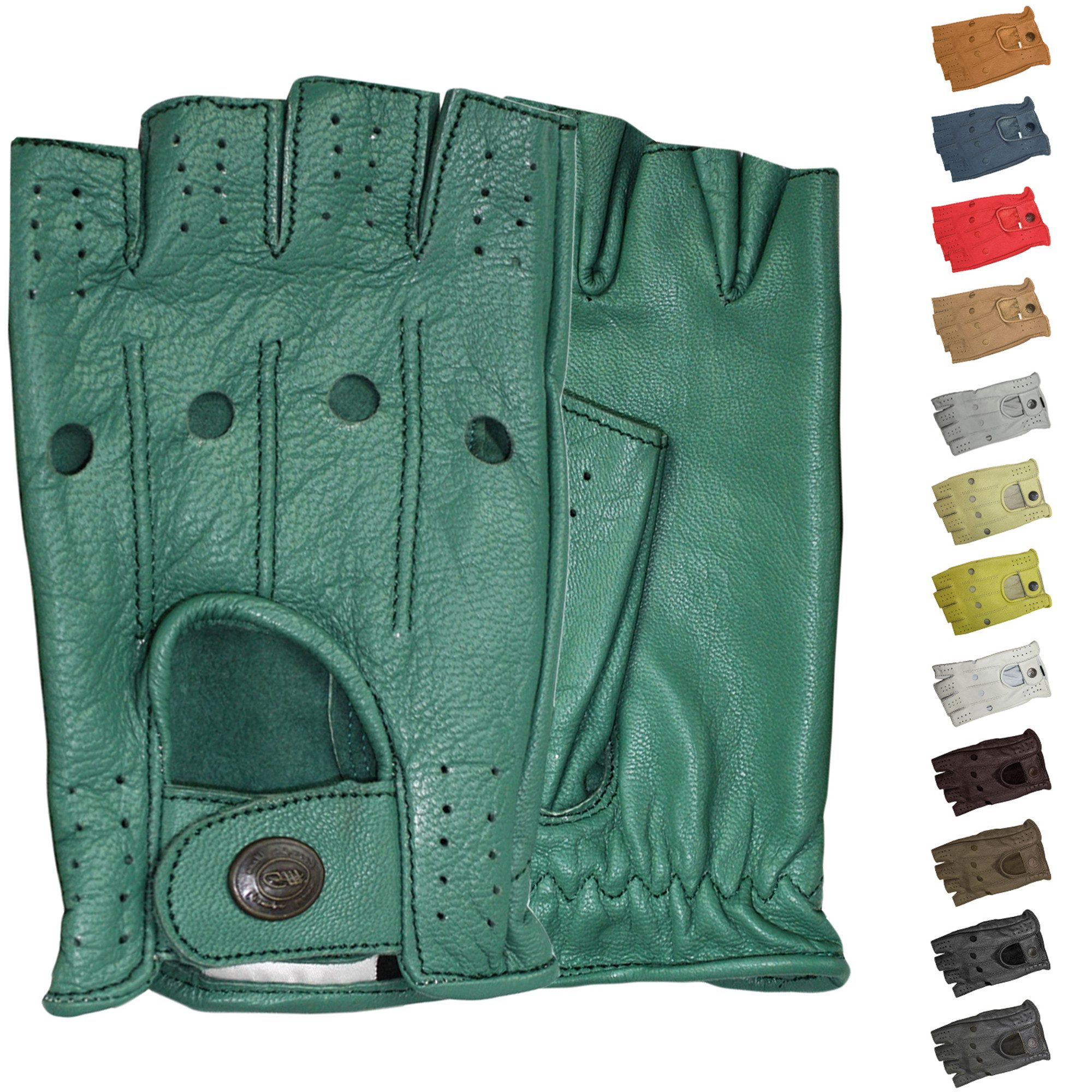 German Wear Lederhandschuhe Driving-GL3 Driving Halbfinger Fingerlose Autofahrer Lederhandschuhe echtleder