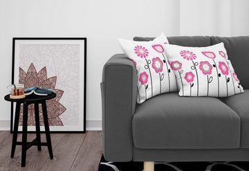 Kissenbezüge Modern Accent Doppelseitiger Digitaldruck, Abakuhaus (2 Stück), Pink und Weiß Blumen