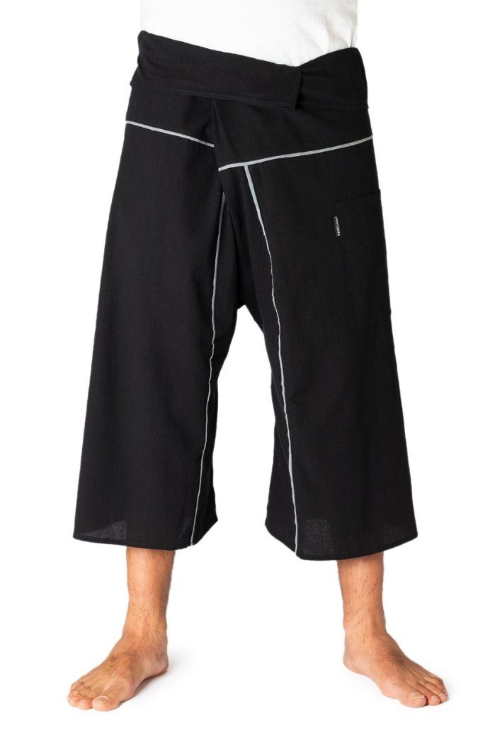 PANASIAM Wellnesshose Thai Fischerhose stripe design 3/4 lang bequeme Unisex Wickelhose aus Baumwolle Freizeithose Relaxhose Chillhose loose fit