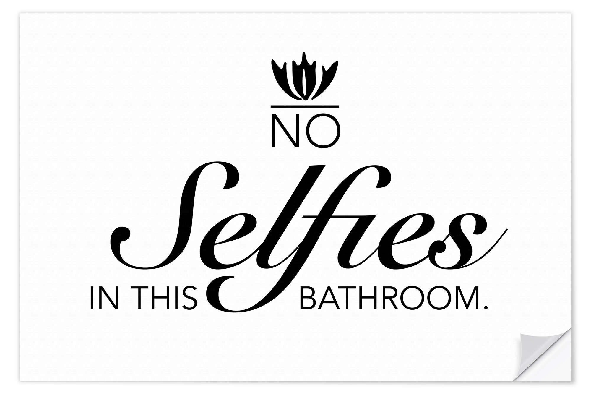 Posterlounge Wandfolie Typobox, No selfies in this bathroom, Badezimmer Illustration