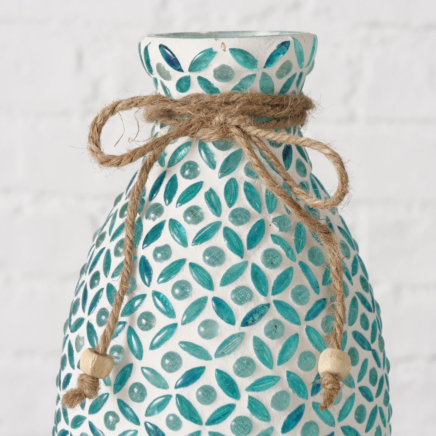 BOLTZE Dekovase Vase Turmosa höhe 23cm, blau, Mosaik Glasvase, maritim