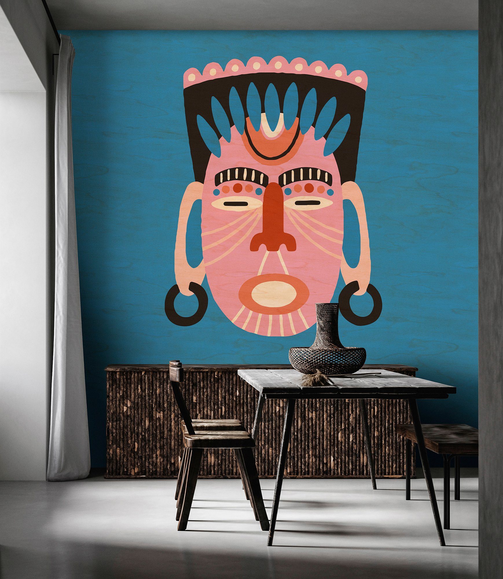 living walls Fototapete Walls by Overseas, blau-rosa Patel Vlies, glatt, Wand