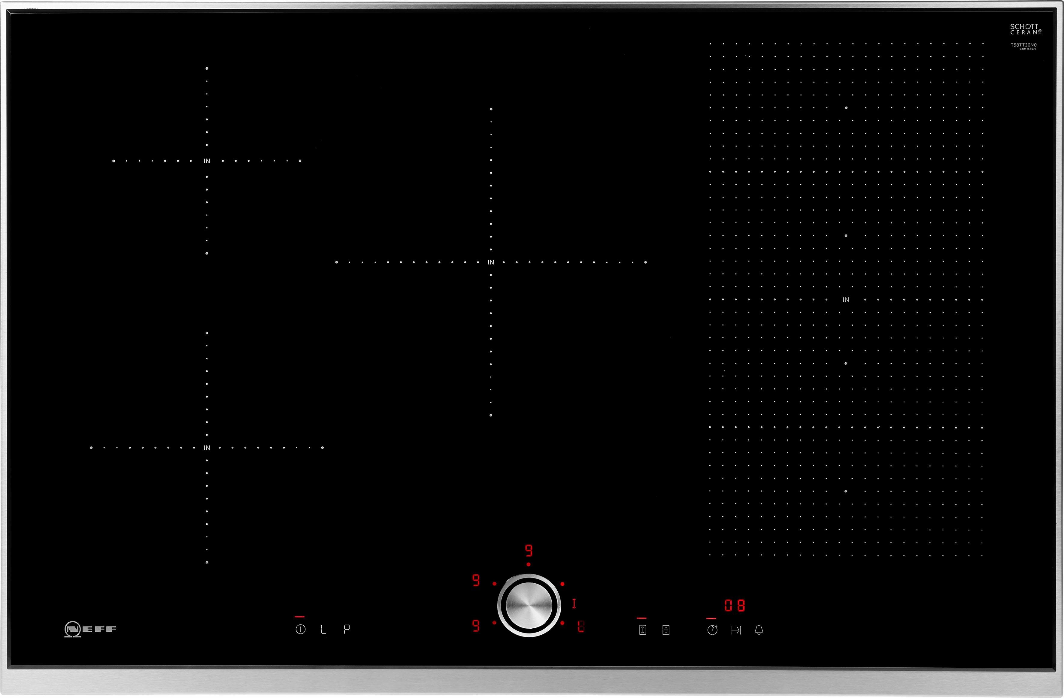 NEFF Flex-Induktions-Kochfeld von SCHOTT CERAN® N 70 T58TT20N0, mit TwistPad ®Bedienung, Powerstufe für Töpfe Powerstufe für Pfannen | Kochfelder
