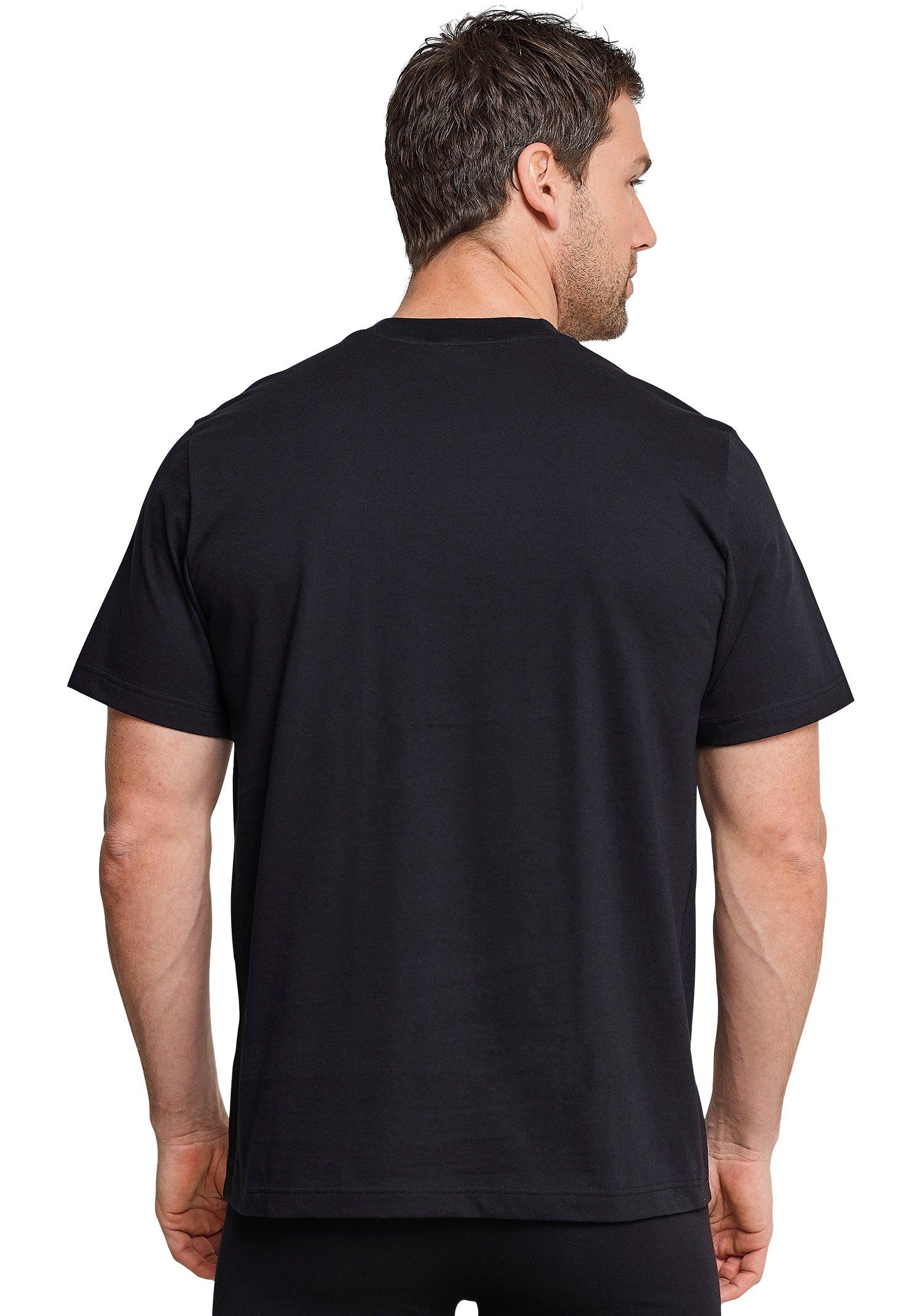 schwarz T-Shirt (2er-Pack) mit Schiesser Rundhalsausschnitt