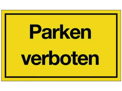 PROMAT Hinweisschild Hinweiszeichen Parken verboten L250xB150mm gelb schwarz Ku. Parken ver