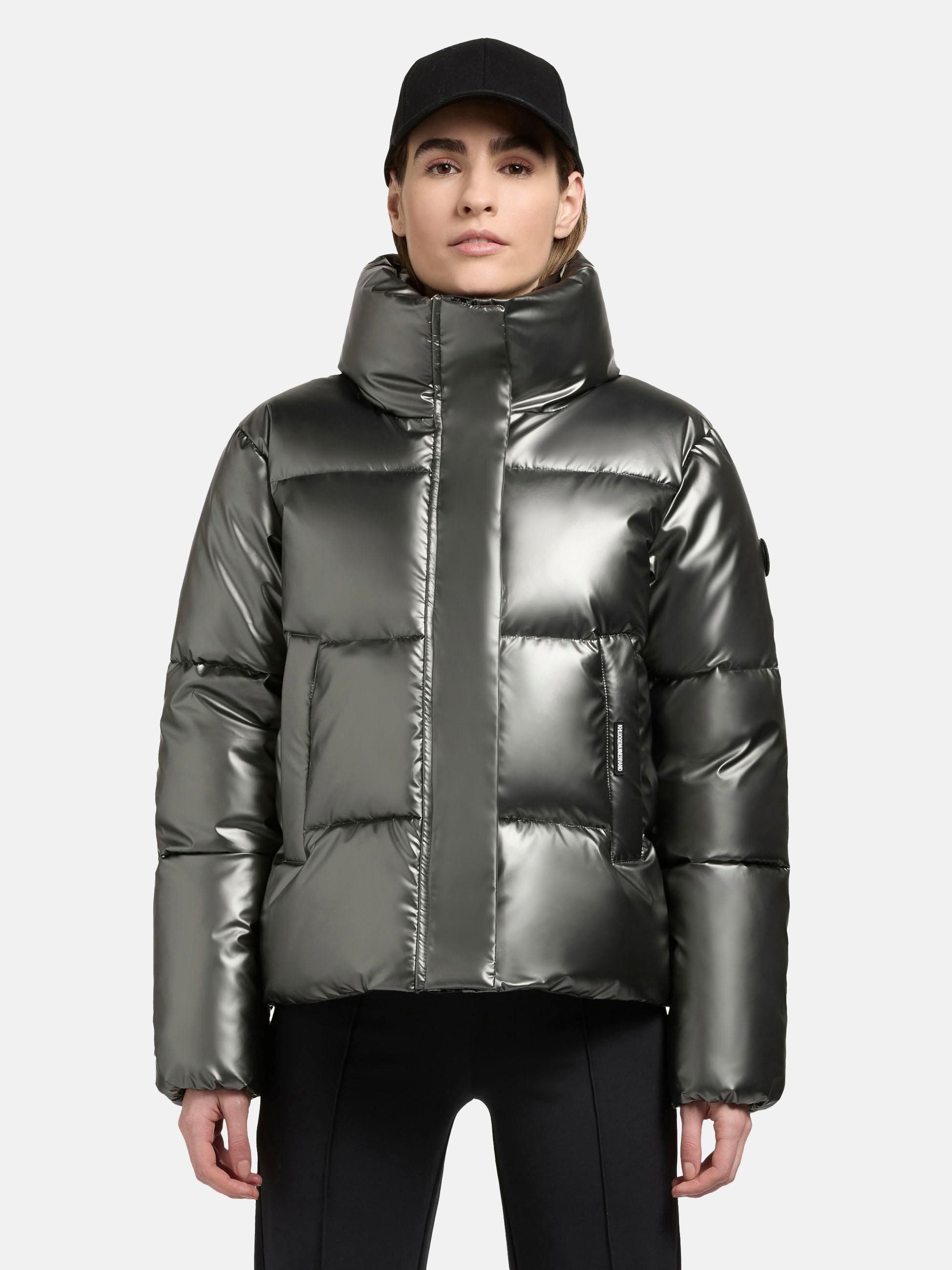 khujo Steppjacke Rinja Shiny-YM Glänzende kurze Winterjacke für Damen