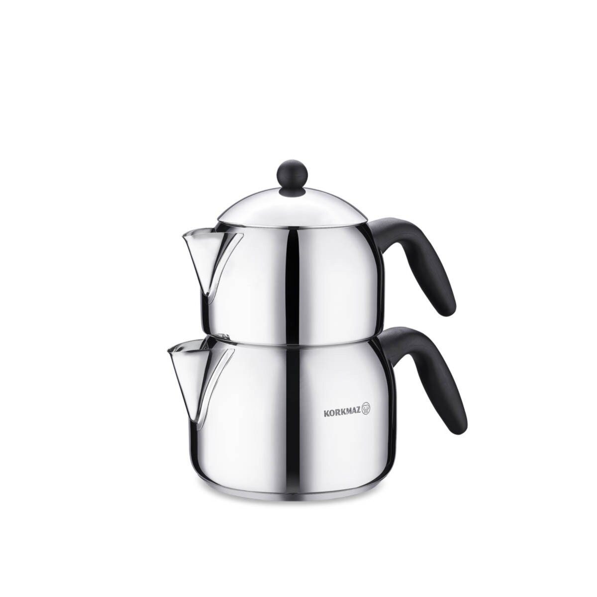 Korkmaz Caydanlik-Teekanne Orbit Maxi A038, 2,2 l, (2-St), 1,2L/2,0L, für alle Herdarten geeignet, aus 18/10-Edelstahl