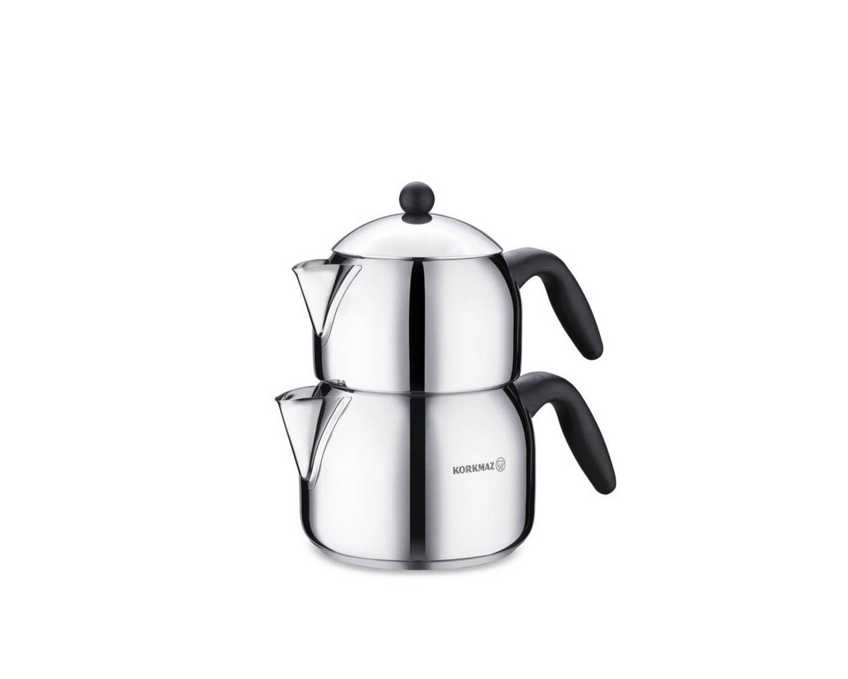 Korkmaz Caydanlik-Teekanne Orbit Maxi A038, 2,2 l, (2-St), 1,2L/2,0L, für alle Herdarten geeignet, aus 18/10-Edelstahl