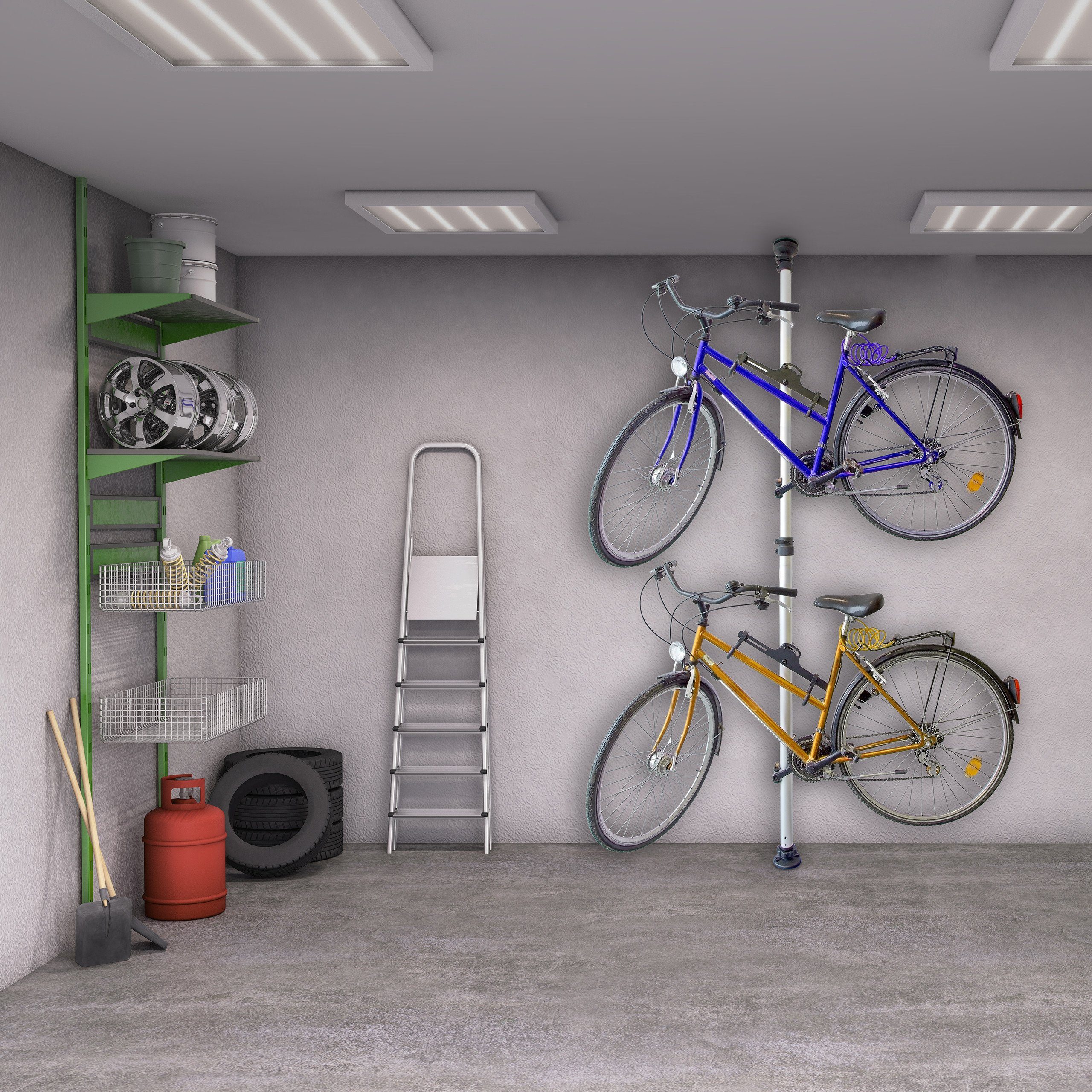 relaxdays Fahrraddeckenhalterung Teleskop Fahrradhalterung für 2 Räder