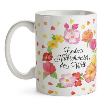 Mr. & Mrs. Panda Tasse Halbschwester - Geschenk, Tochter, Blumen Liebe Flower, Geschenk Tass, Keramik