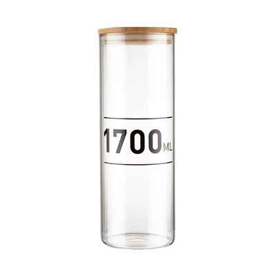 BUTLERS Vorratsglas »WOODLOCK Vorratsglas mit Druck 1700ml«, Borosilikatglas, Bambus