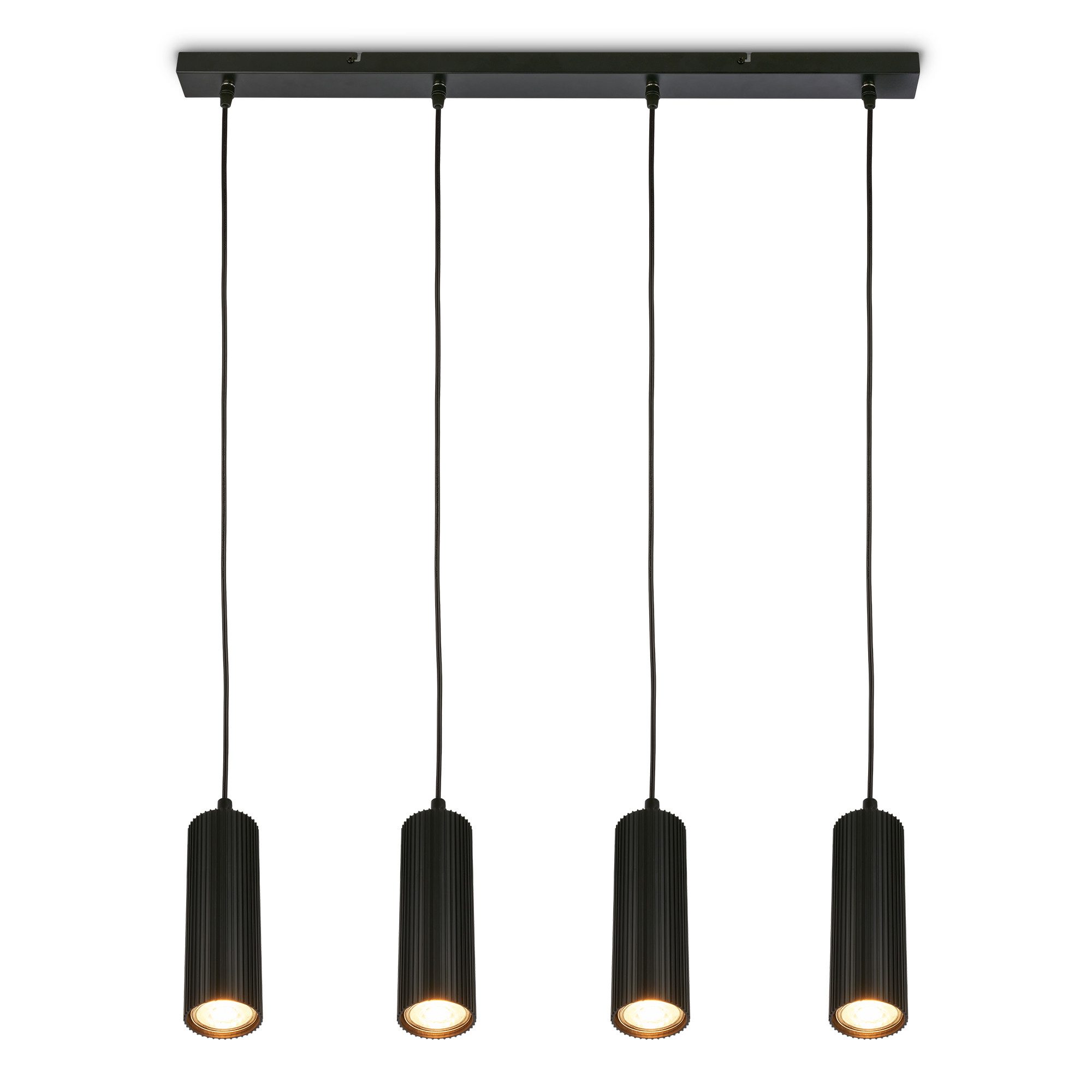 Briloner Leuchten LED Pendelleuchte Hängelampe Höhenverstellbar GU10 Riffle-Optik, 4-Flammig, ohne Leuchtmittel, Abhängig vom Leuchtmittel, 20x120 cm, Esszimmer, Esstisch, Wohnzimmer