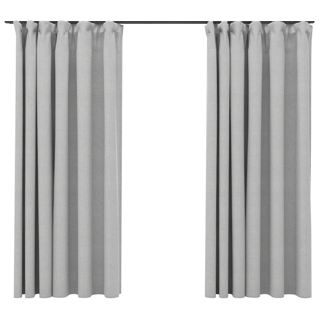 2 Vorhang Haken Grau cm, Verdunkelungsvorhänge vidaXL, 140x175 (2 Stk. Leinenoptik St)