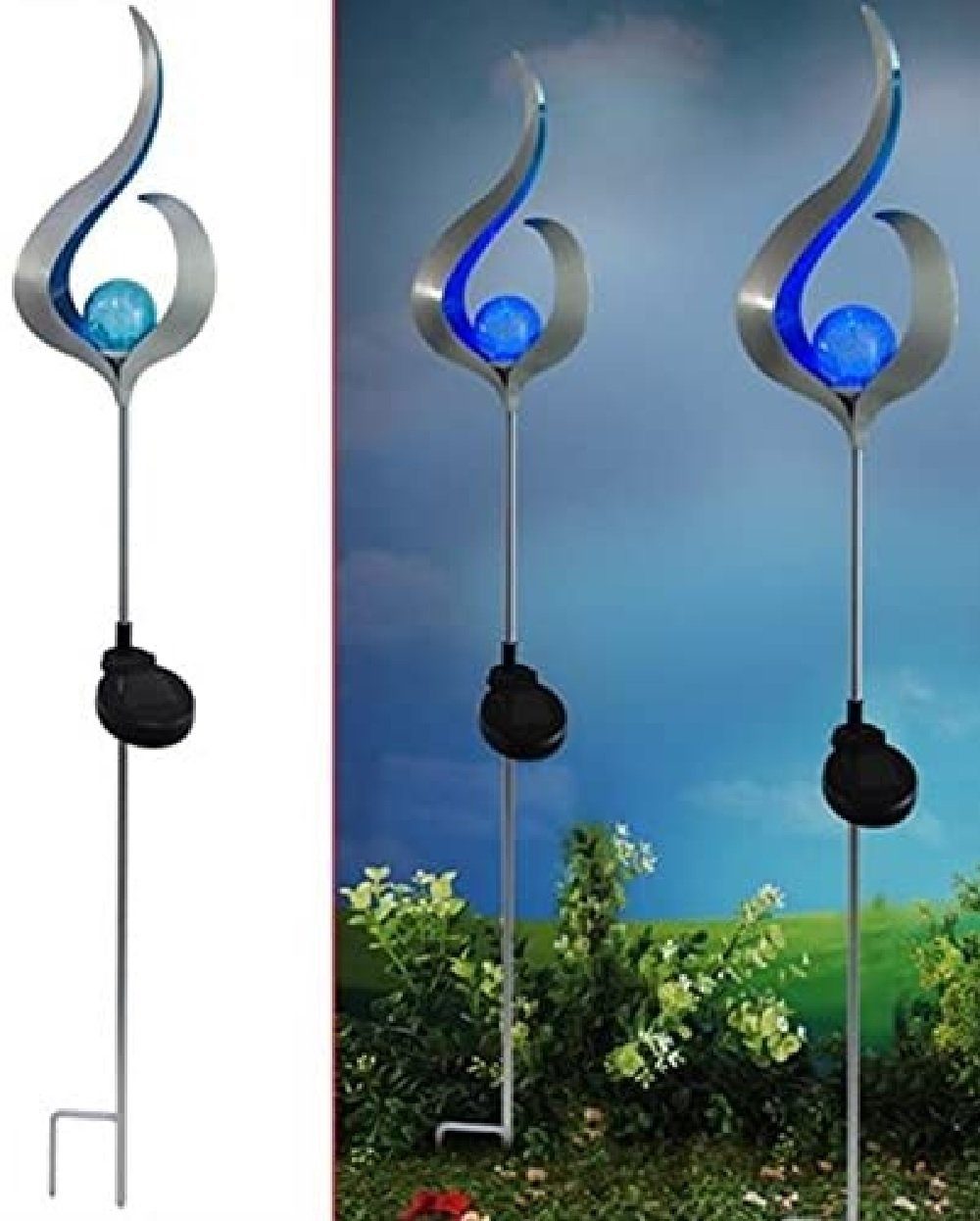 Luna24 Gartenleuchte Gartenstecker Blue Wave Matallobjekt, LED fest integriert