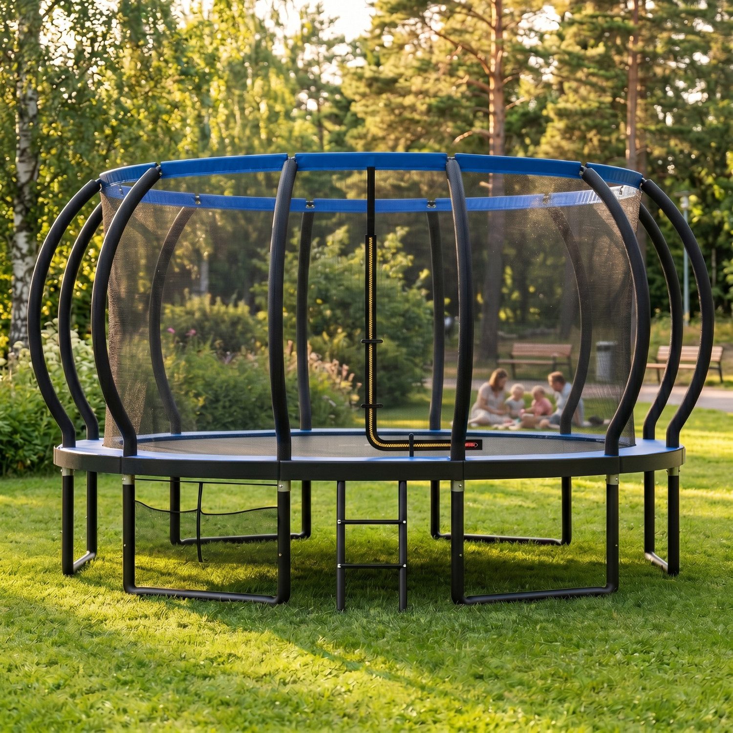 GUNJI Gartentrampolin Gartentrampolin für Kinder 228/305/366/427CM, Tragfähigkeit 150KG, Ø 427 cm, (228 cm, (GS-zertifiziertes Kindertrampolin mit Sicherheitsnetz, Leiter, Schutzmatte, Kürbisdesign)-ostern geschenke)
