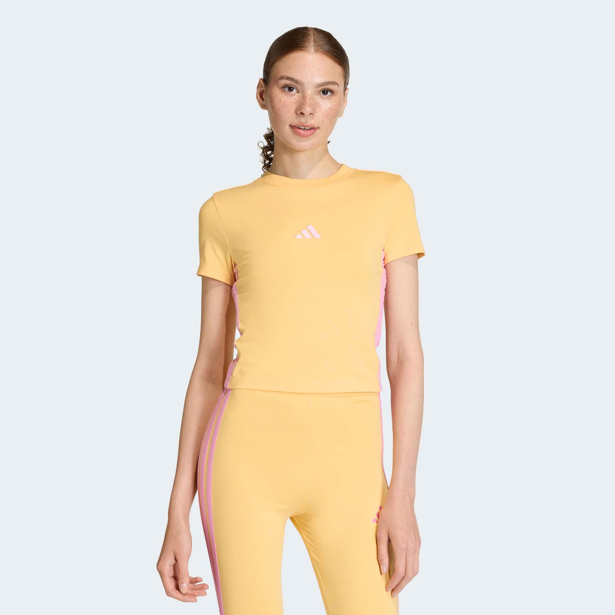 adidas Sportswear T-Shirt W 3S SJ BABY T schmale Passform, Rundhalsausschnitt, mit Elasthan-Anteil