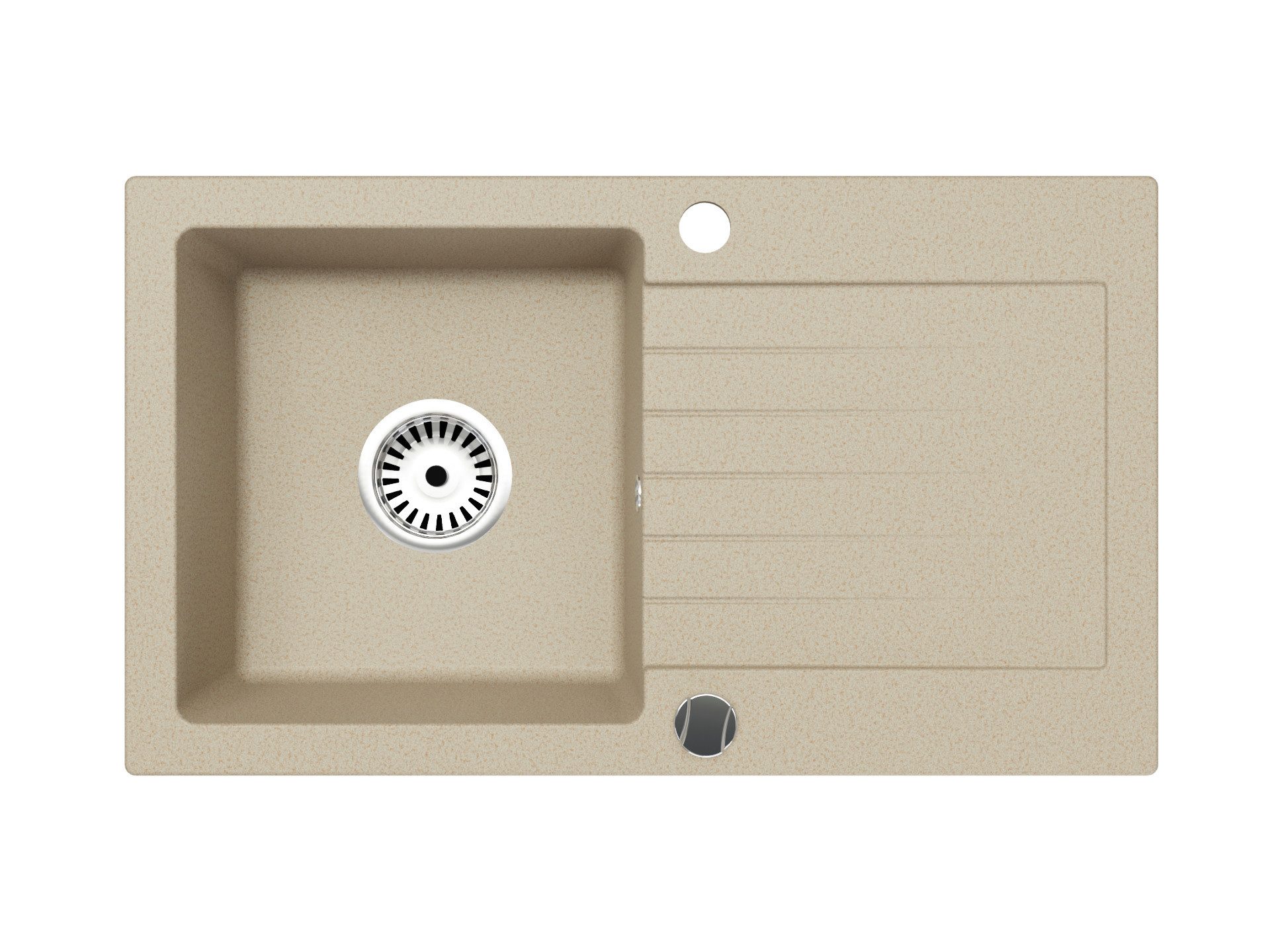 Faizee Furniture Granite Sink Faizee Home Granite Sink Alisha 75x43.5 cm Beige – Faucet & Siphon, rectangular, 75/43.5 cm, scratch-resistant, heat-resistant up to 280 °C, reversible installation, easy to clean, incl. faucet & siphon set, (complete set, complete set with matching faucet & siphon set), reversible installation, scratch-resistant, heat-resistant, with faucet & siphon