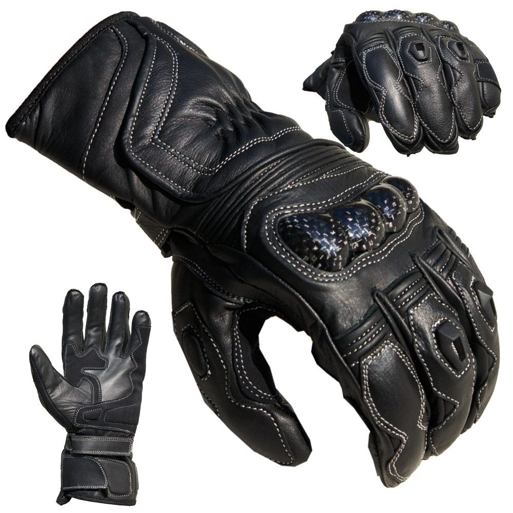 PROANTI Motorradhandschuhe PROANTI Motorradhandschuhe Racing Leder Motorrad Handschuhe schwarz