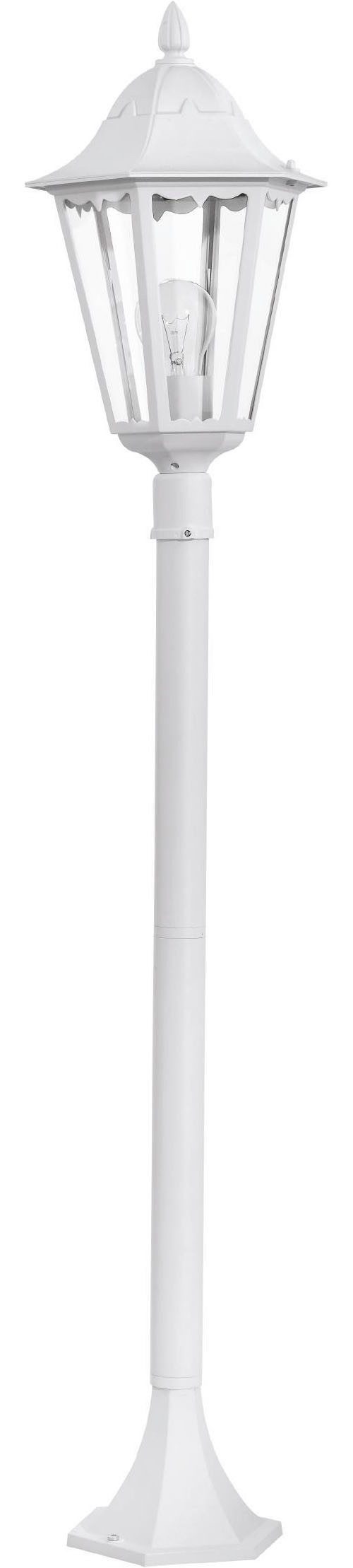 EGLO Stehlampe Navedo Außen-Stehlmape, Außenlampe, Aluguss und Glas, E27, IP44, Lampe, ohne Leuchtmittel, Stehleuchte - H120 x Ø23 cm - weiß - 1X60W exkl.