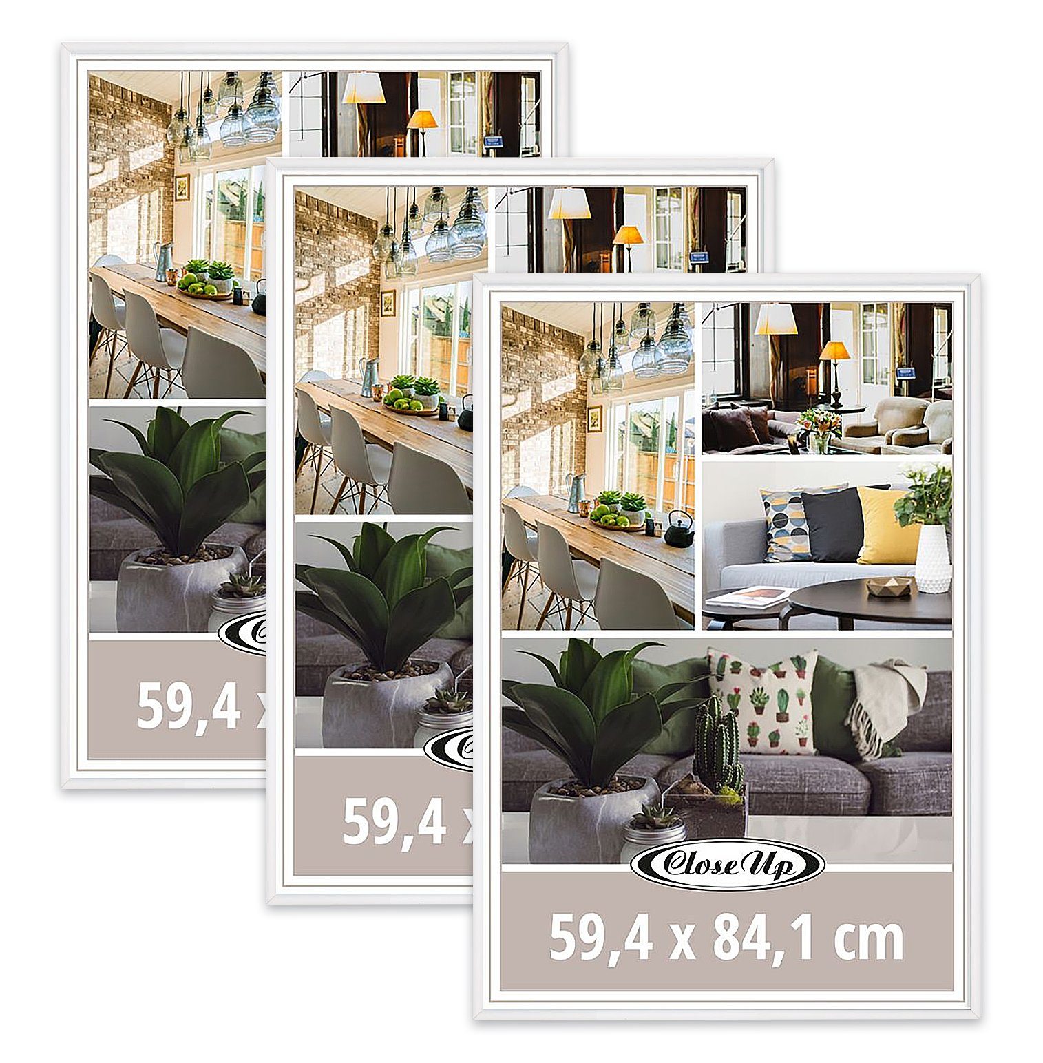 Multicolore Deluxe Bilderrahmen 85x120 Cm – Schwarz, Mit Acrylglas & Weißer Rückwand, Für Poster, Passepartout-Optik Möglich