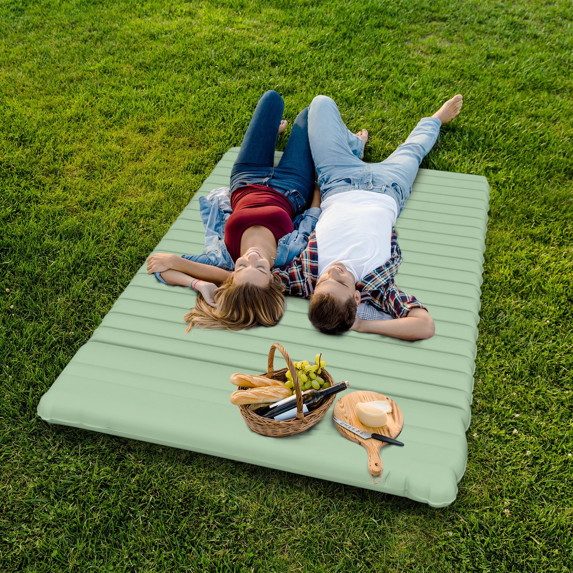 Outsunny Luftmatratze Camping Isomatte mit Fußpresse günstig online kaufen