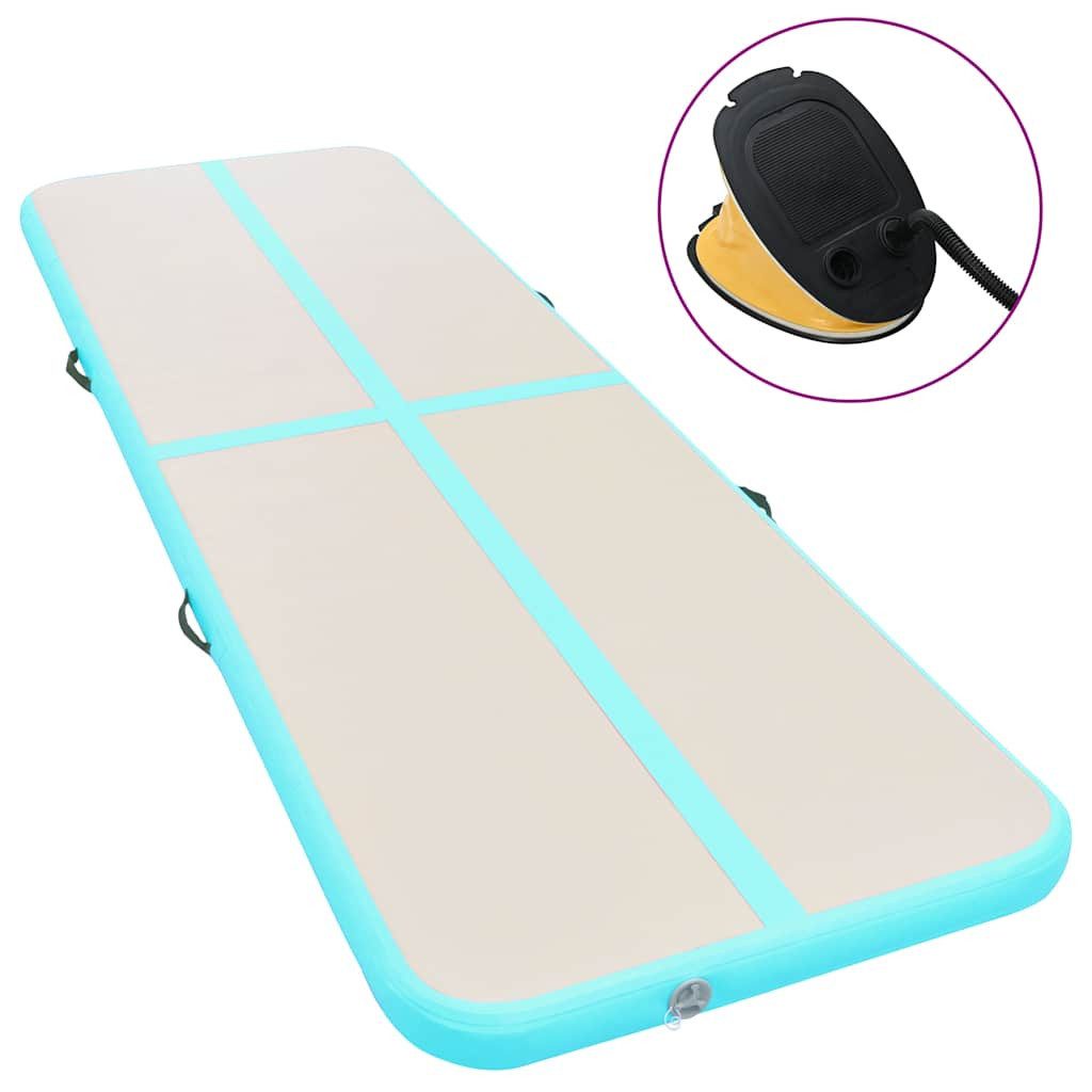 Gymnastikmatte Aufblasbare Gymnastikmatte mit Pumpe 300x100x10 cm PVC Grün