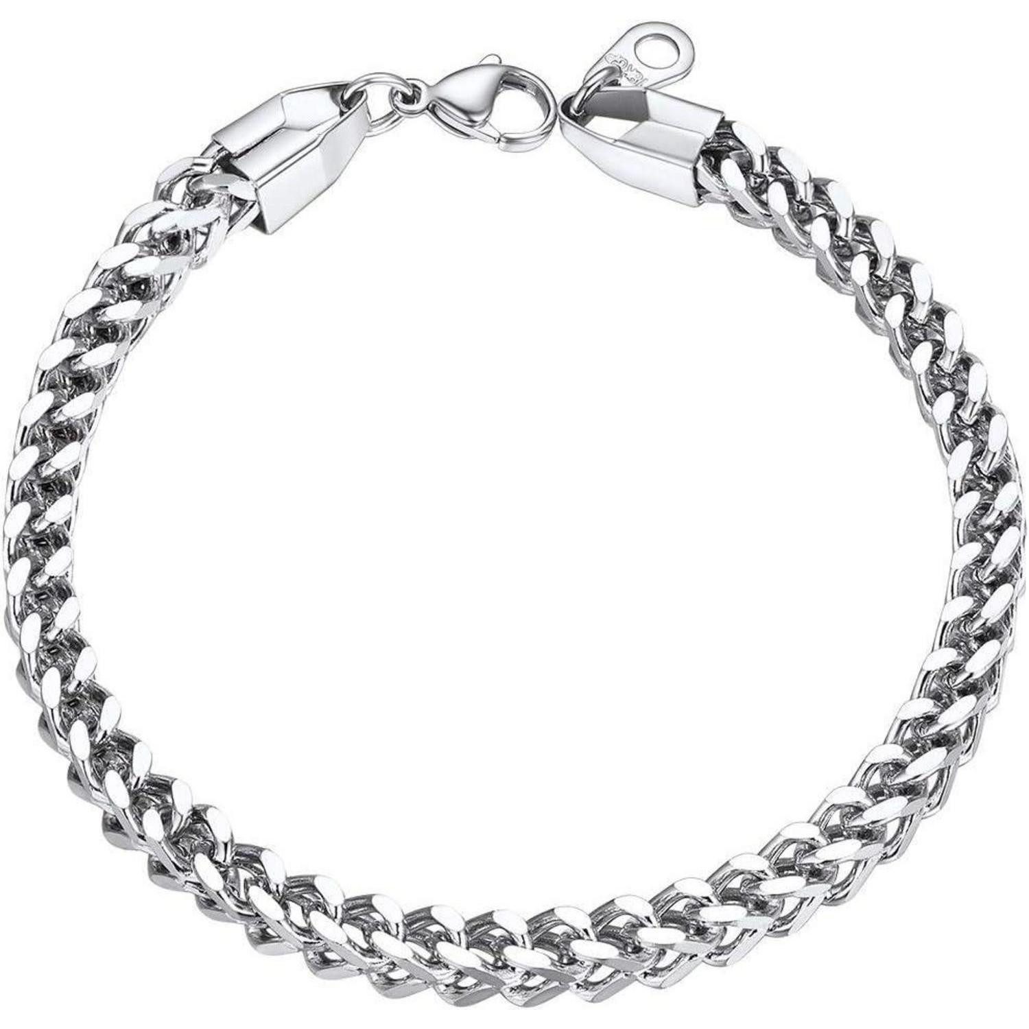 LuxusKollektion Gliederarmband Kette Franco Panzerkette Edelstahl Silber-4,5mm 19.0 Zentimeter