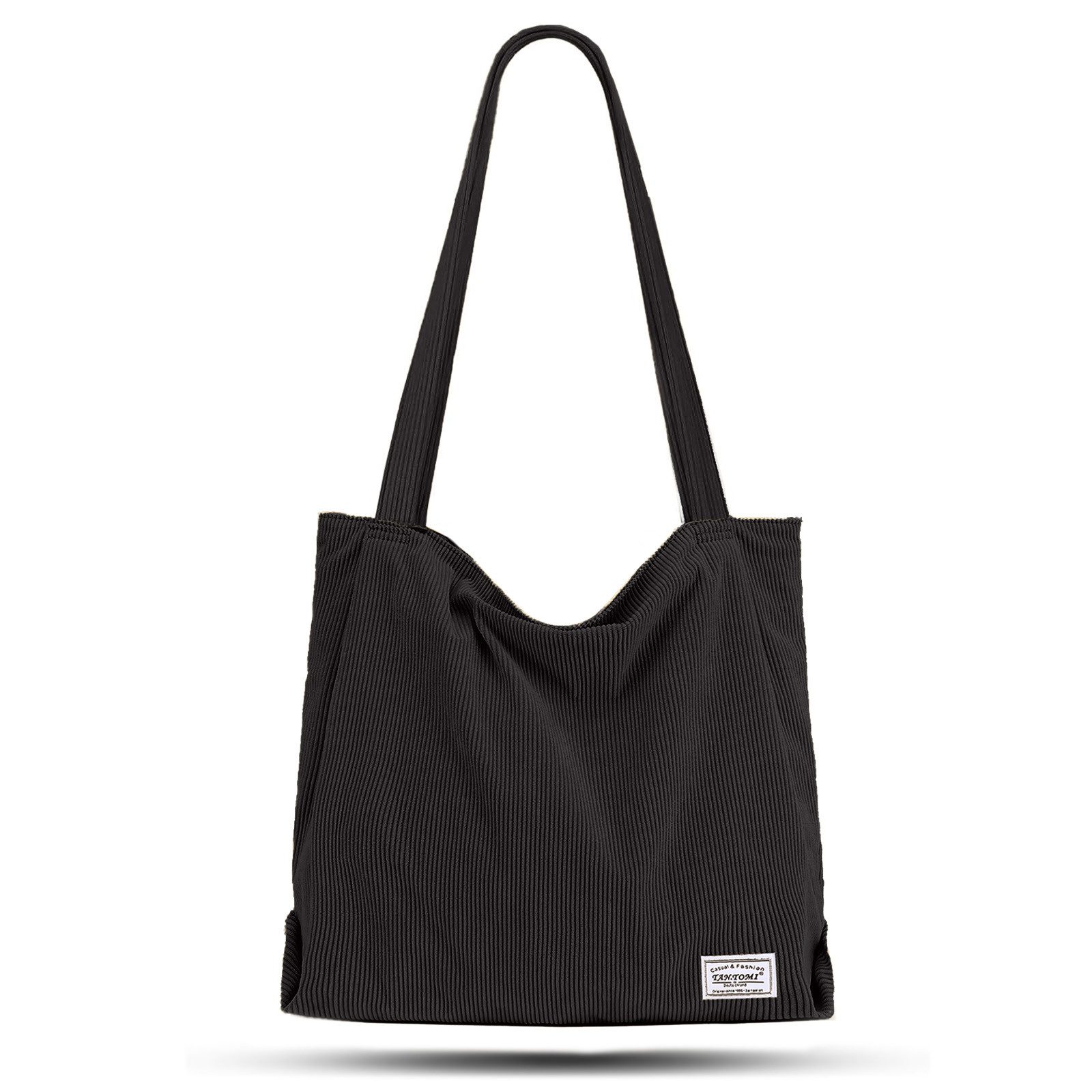 TANTOMI Shopper Tasche Damen Tote Bag mit Reißverschluss aus Cord Alltag, Shopper Damen Groß für Arbeit Büro Reisen Einkaufen Schule