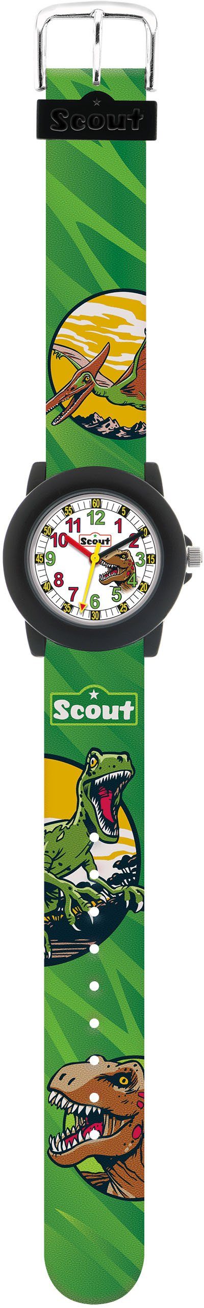 Scout Quarzuhr 280305041, auch als Dinosauriermotiv, ideal Dinosaurieruhr, Crystal, Geschenk