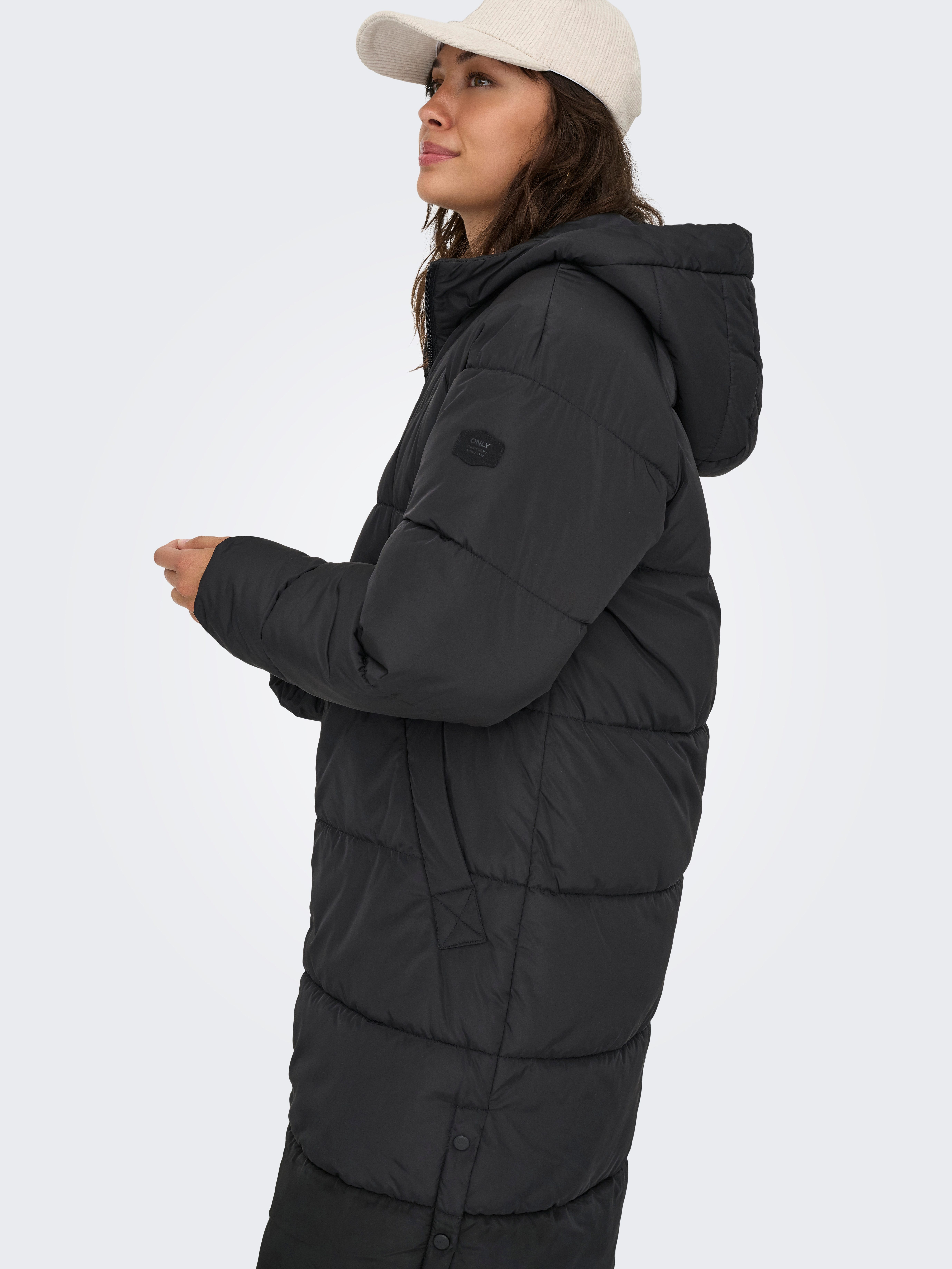ONLY Steppmantel ONLAMAND – Langer Puffercoat mit 2-Wege-Reißverschluss lässig geschnitten, modisch, Steppware, Materialmix, hochschließend – Bild 4 von 5