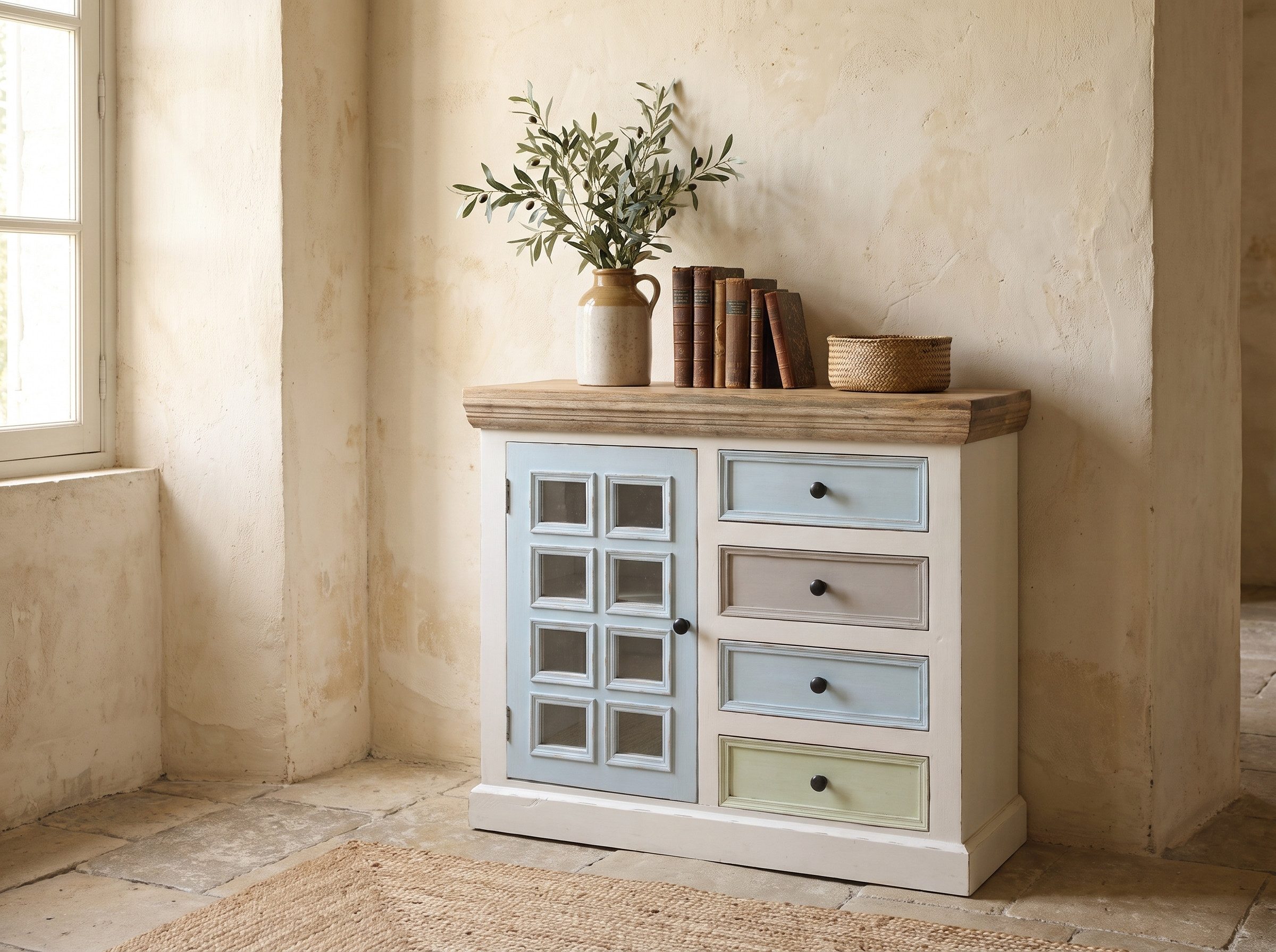 WOLF MÖBEL Sideboard (103 x 43 x 85), SIENA Kommode mit 1 Tür & 4 Schubladen