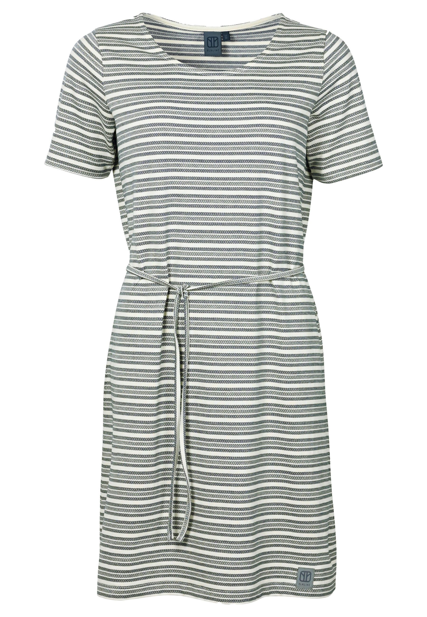 Elkline Sommerkleid Go On Streifen leicht tailliert Kurzarm Bindegürtel Sommerkleid