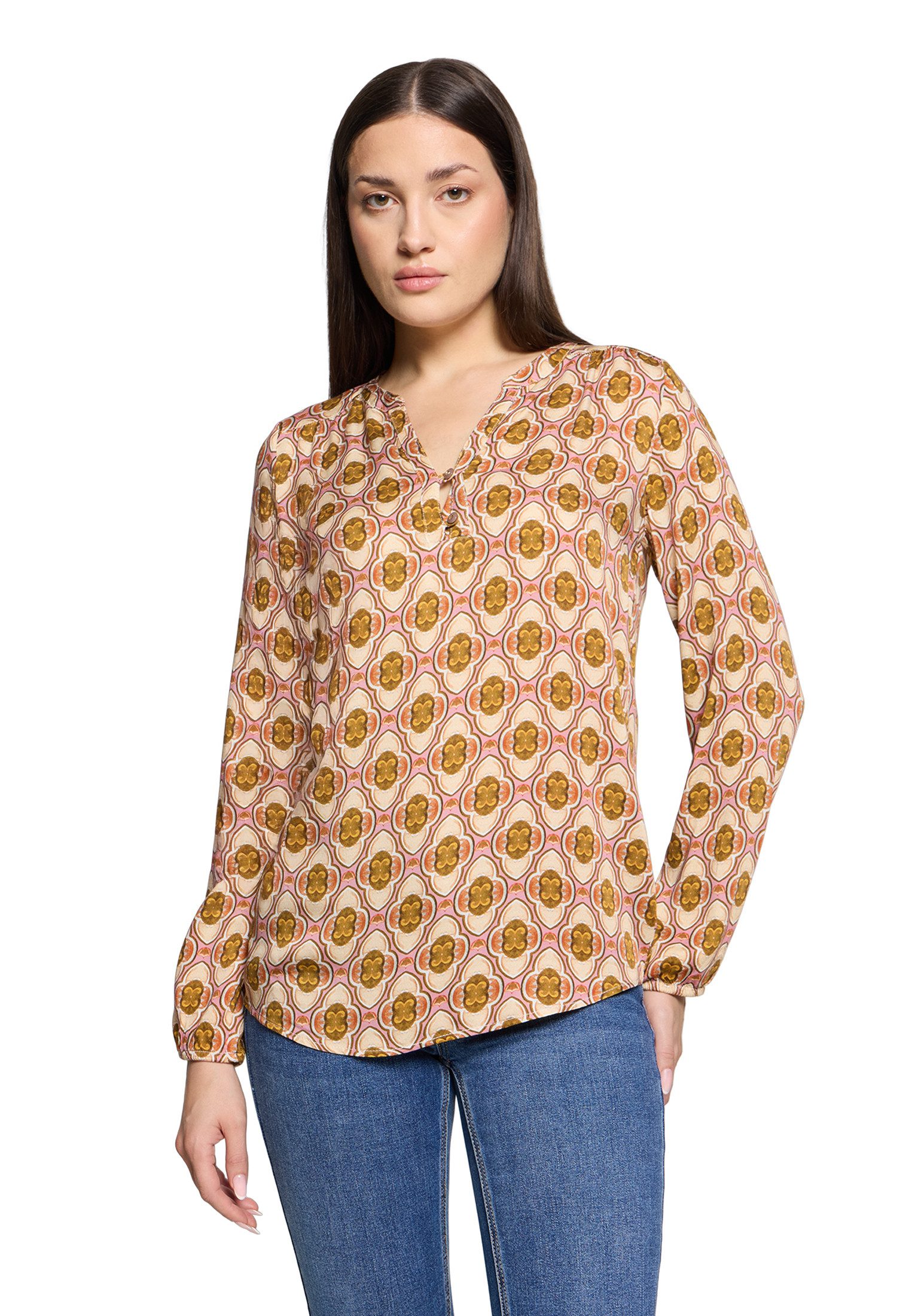 Cartoon Schlupfbluse Damen mit Knöpfen günstig online kaufen