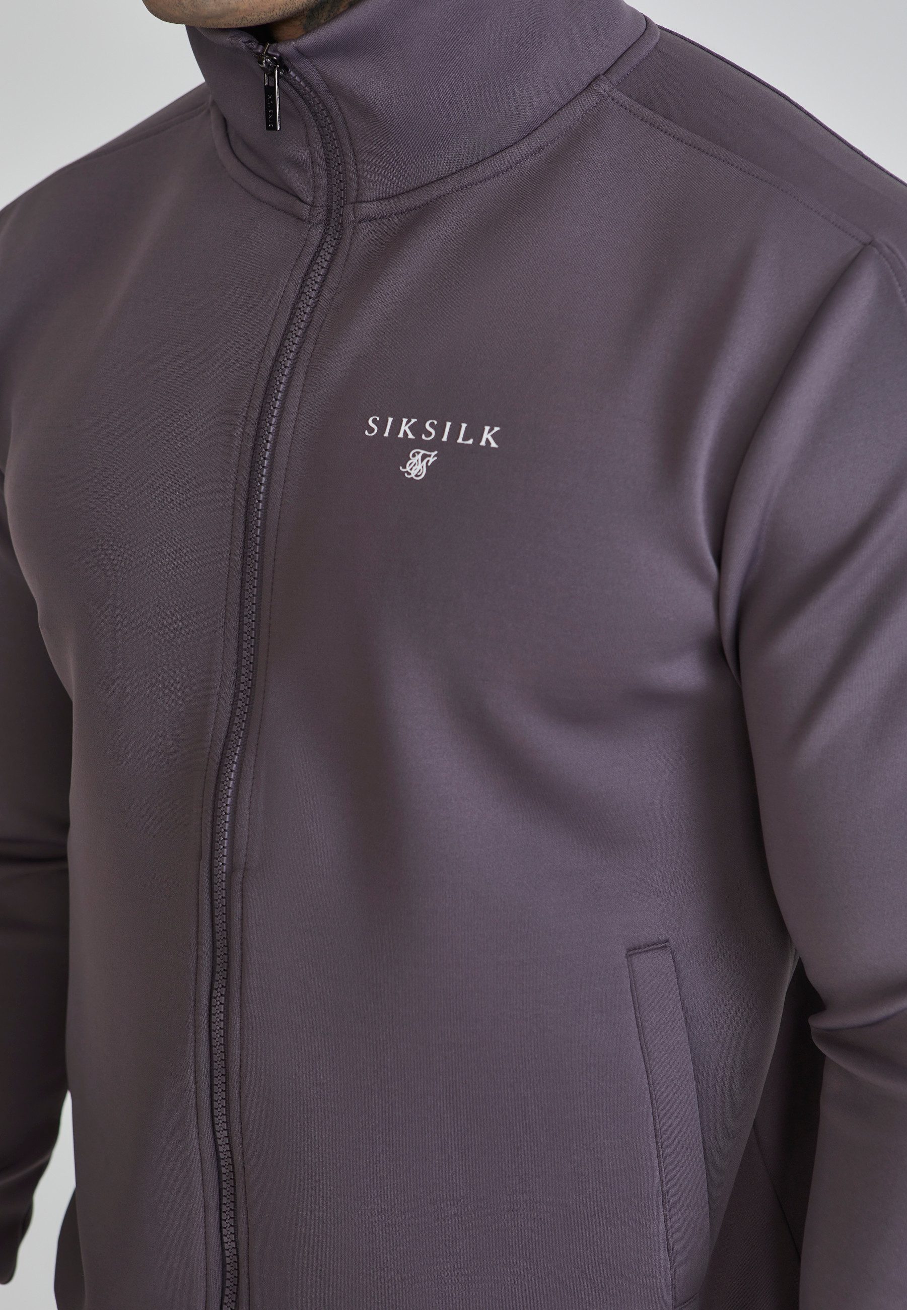 Siksilk Sweatjacke SikSilk Herren Graue Essentials Poly Trainingsjacke