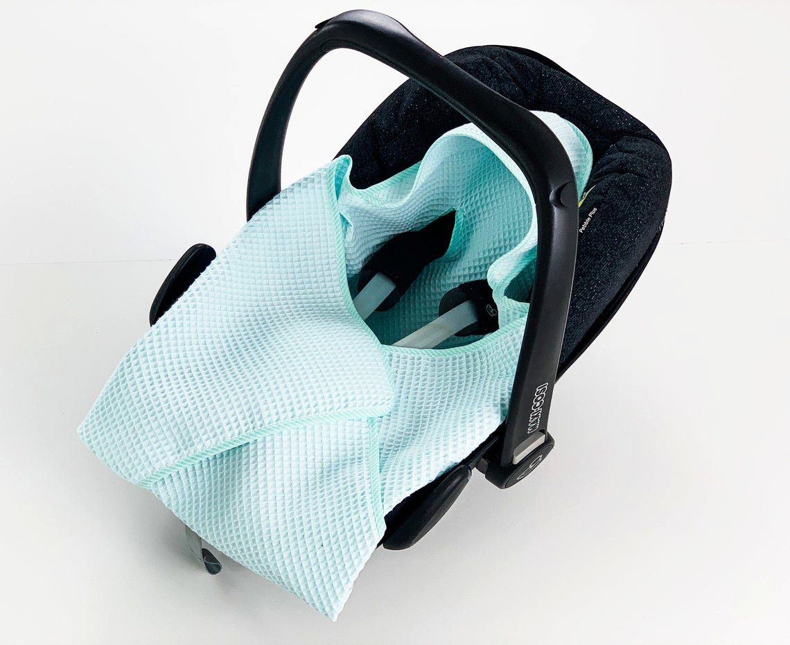 Einschlagdecke Einschlagdecke Waffelstoff BABEES Baumwolle Autositz,Sommer Babyschale Decke
