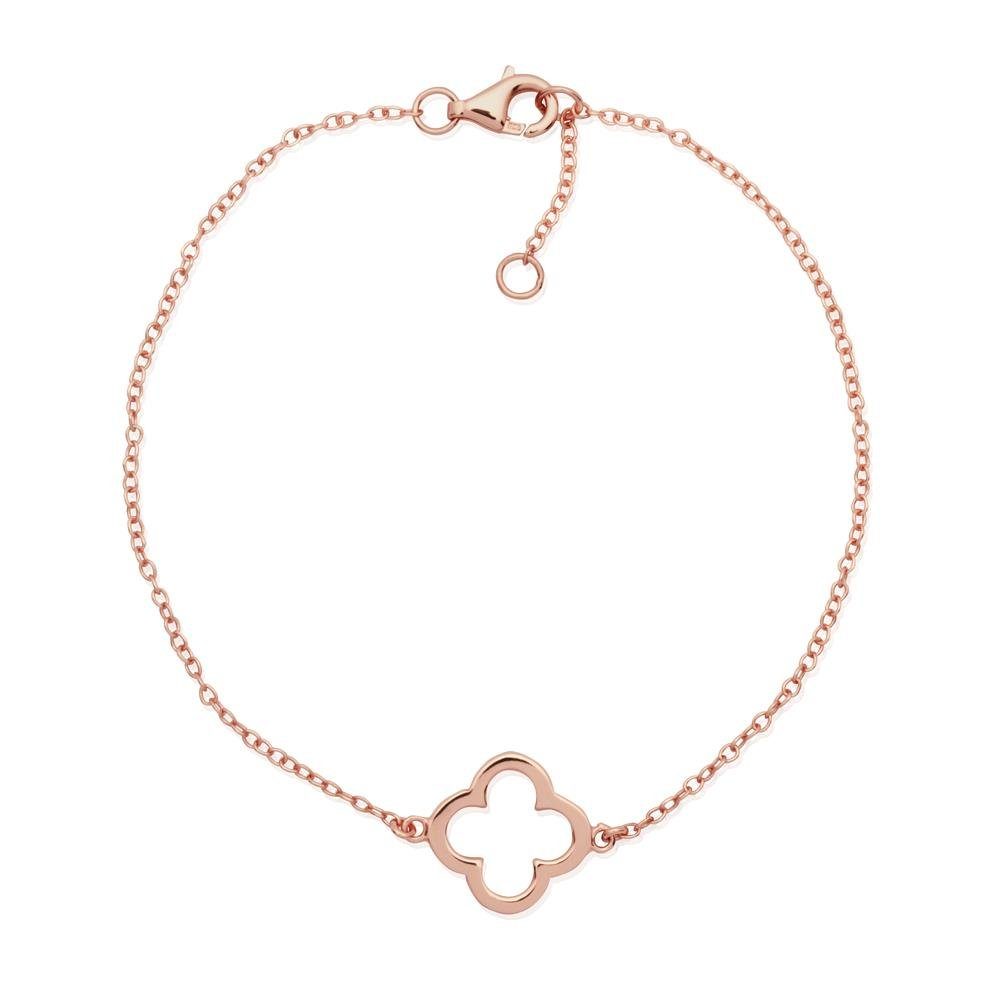 Silberarmband Zierliches rosé vergoldetes Armband mit Kleeblatt Anhänger LSB0004