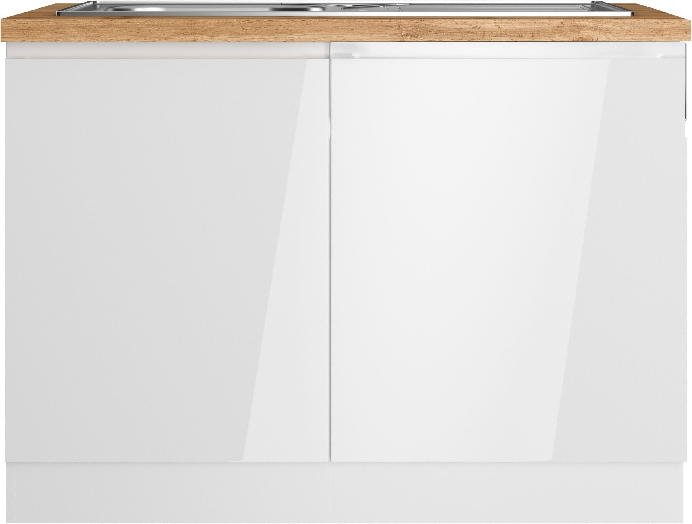 KOCHSTATION Spülenschrank KS-Virginia,neu in verbesserter Ausführung (Stauraum, Softclose, ohne Armatur) Breite 110 cm, inklusive Einbauspüle, Soft-Close – Bild 4 von 5