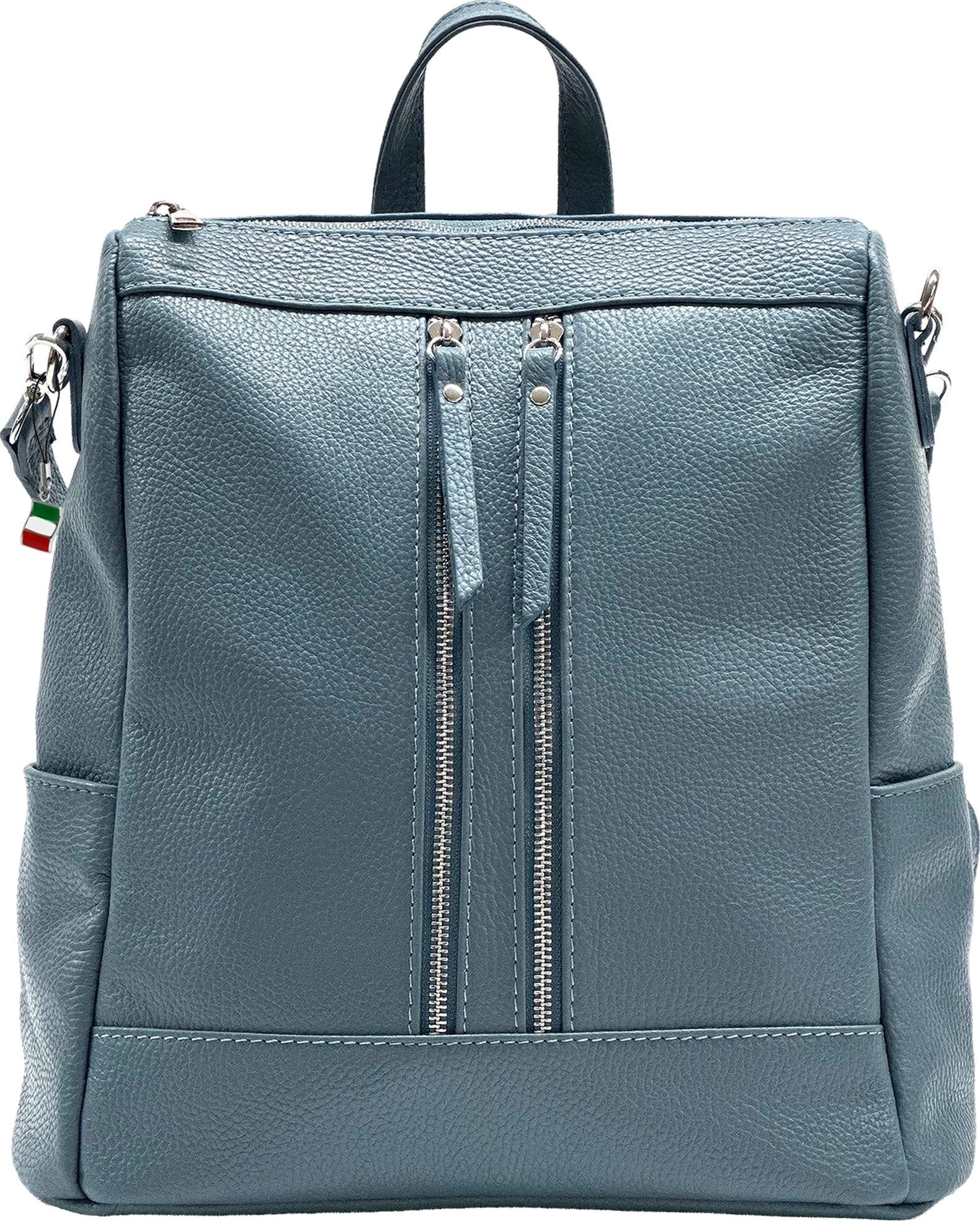 FLORENCE Cityrucksack Florence Rucksack Damen Echtleder, Damen Leder Cityrucksack, taubenblau ca. 30cm