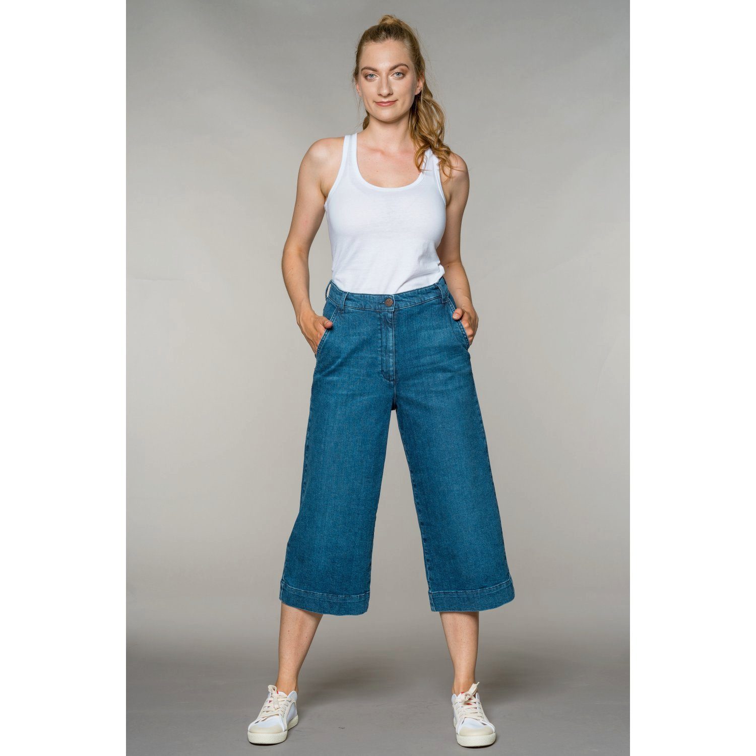 Damen Jeans Mit Weitem Bein: Hohe Taille & Elastischer Bund Für Maximalen Komfort